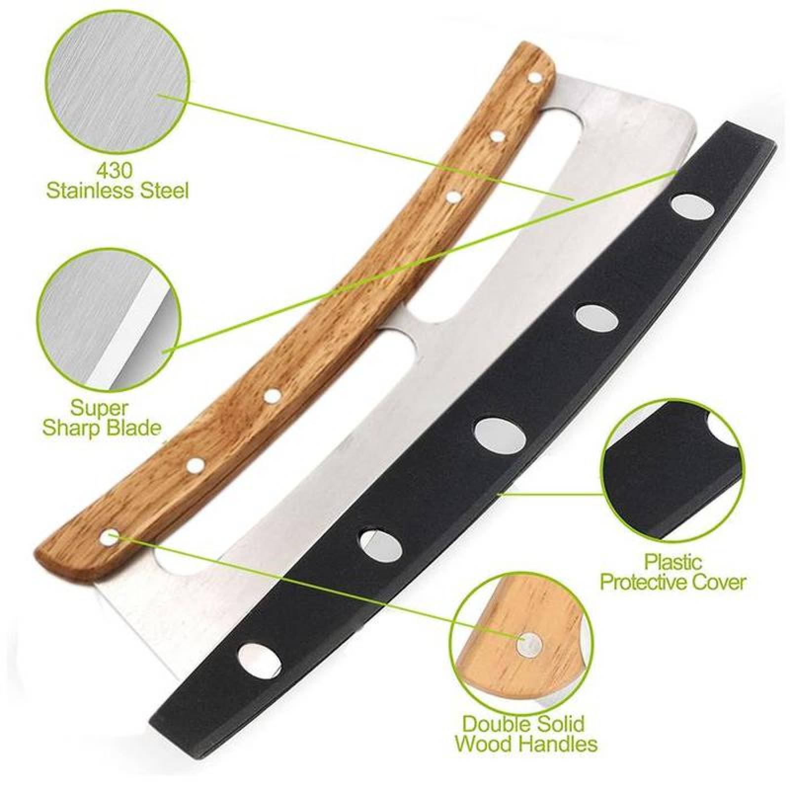 Corta Pizza Profesional MXZZA-001-22 1 Pza 35cm Acero Inoxidable Cortador PizzaBlade