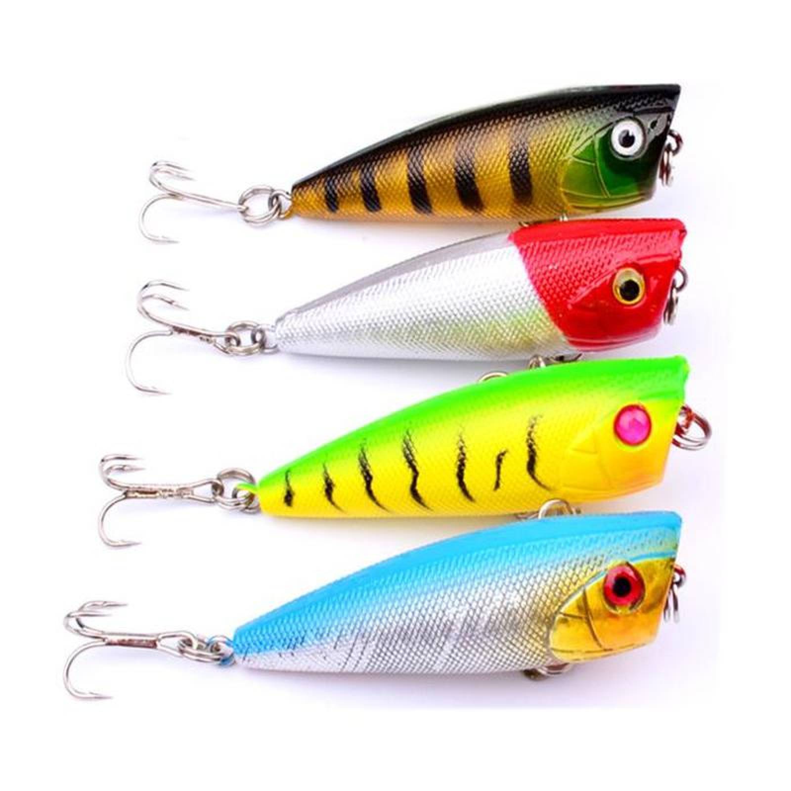 Señuelo para Peces de Mar MXFFG-004-2 4Pzas 6cm Color al Azar Anzuelo Plástico ABS, FishesPad