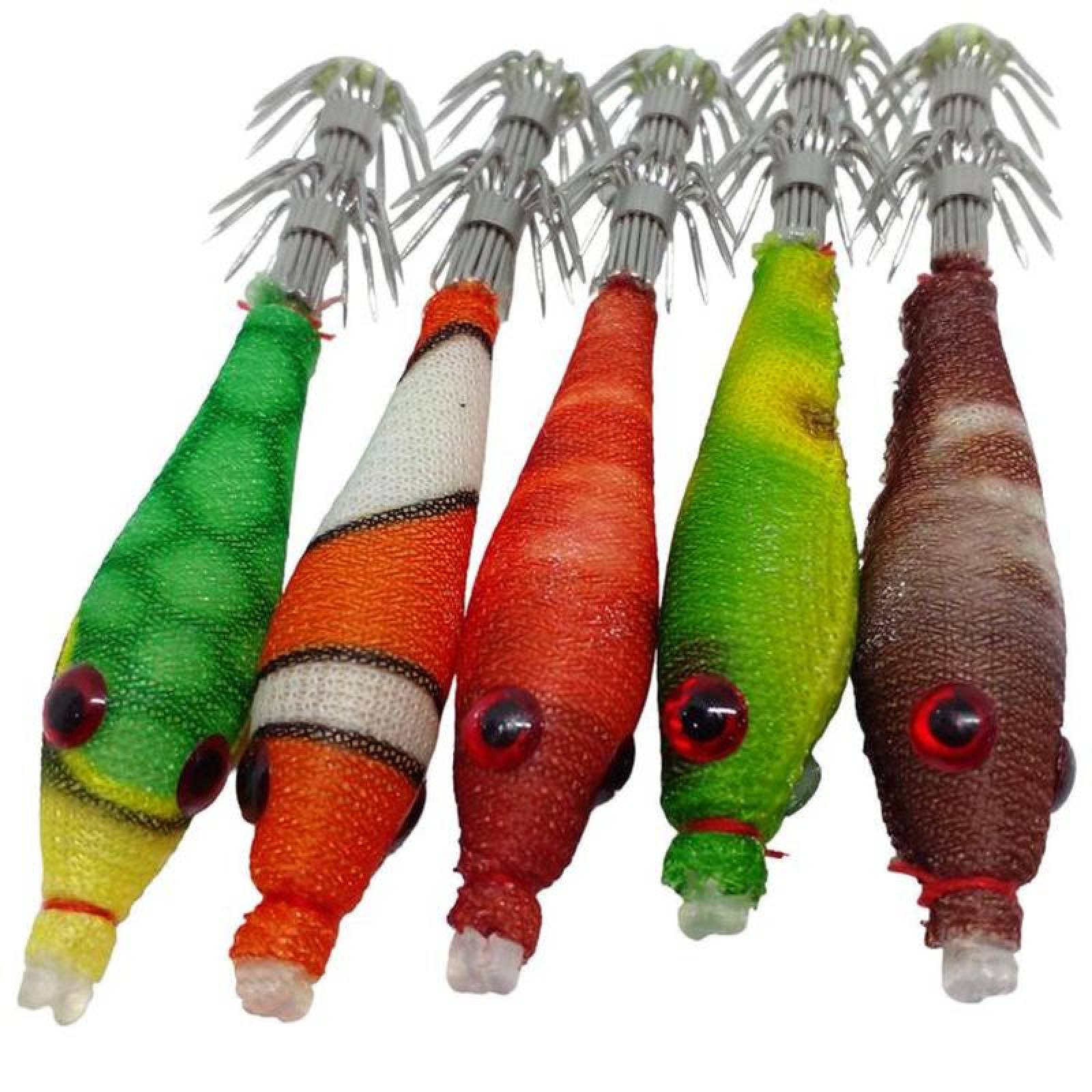 Anzuelo Doble Agua Salada MXFMO-001-4 5pzas 7x1,5cm Fluorescente Multicolor Azar Plástico Anzuelo FisheSquid