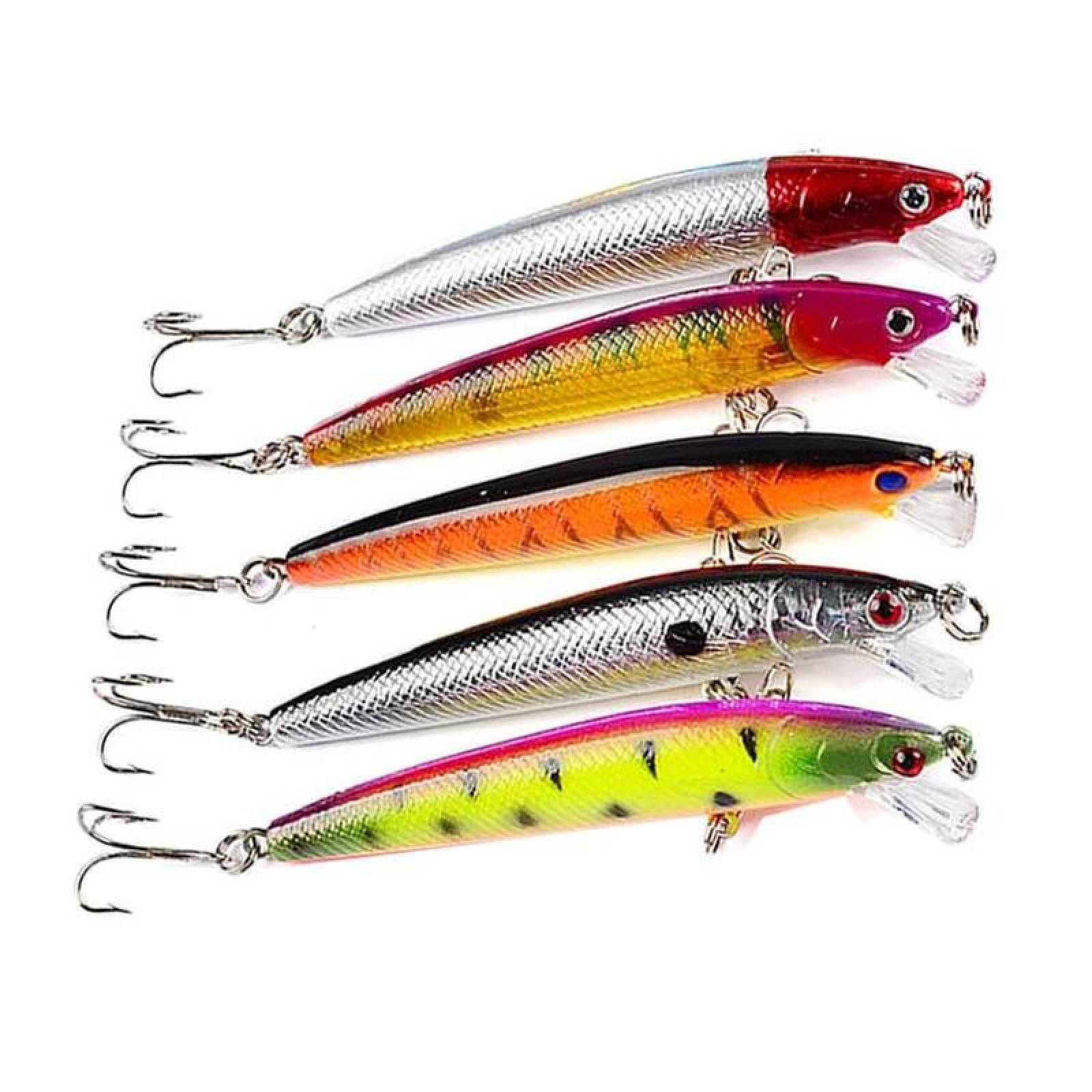 Trampa de Pesca para agua salada MXFRN-005-3 5Pzas 9,7cm Color al Azar Anzuelo Plástico ABS, FishyRun