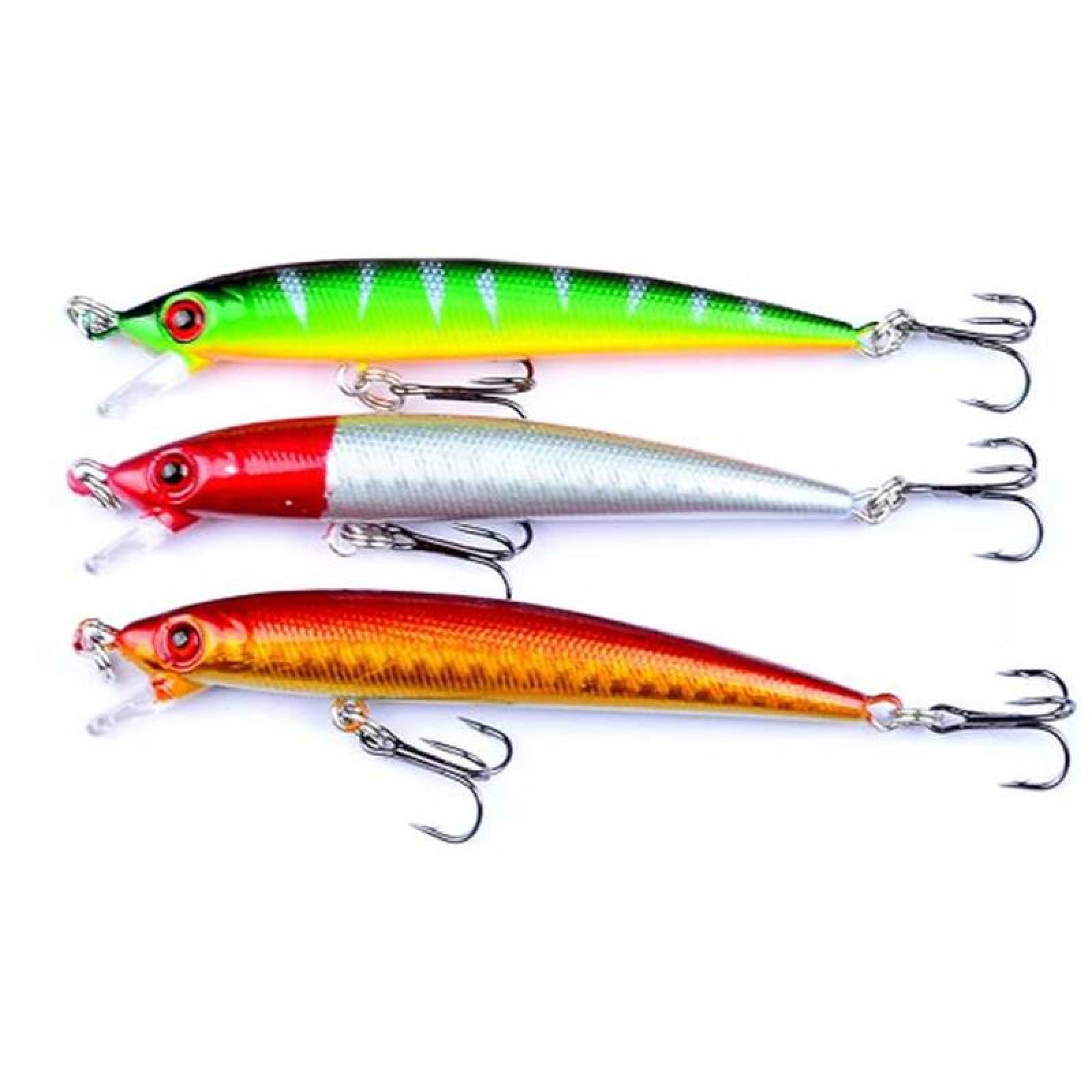 Carnada para Peces MXFRR-003-1 3Pzas 8,5cm Color al Azar Anzuelo Plástico ABS, FishColors