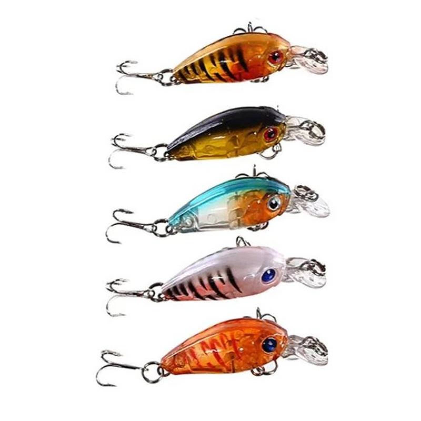Señuelo para Peces de Mar MXFSL-003-5 3Pzas 4,5cm Color al Azar Anzuelo Plástico ABS, FishySmall