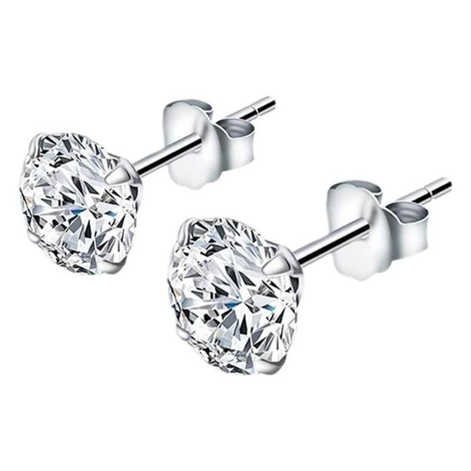 Aretes Pequeños MXAUX-004-3 4 Pzas 8mm Aretes de Broquel Color Plata Metal, DiamLux8