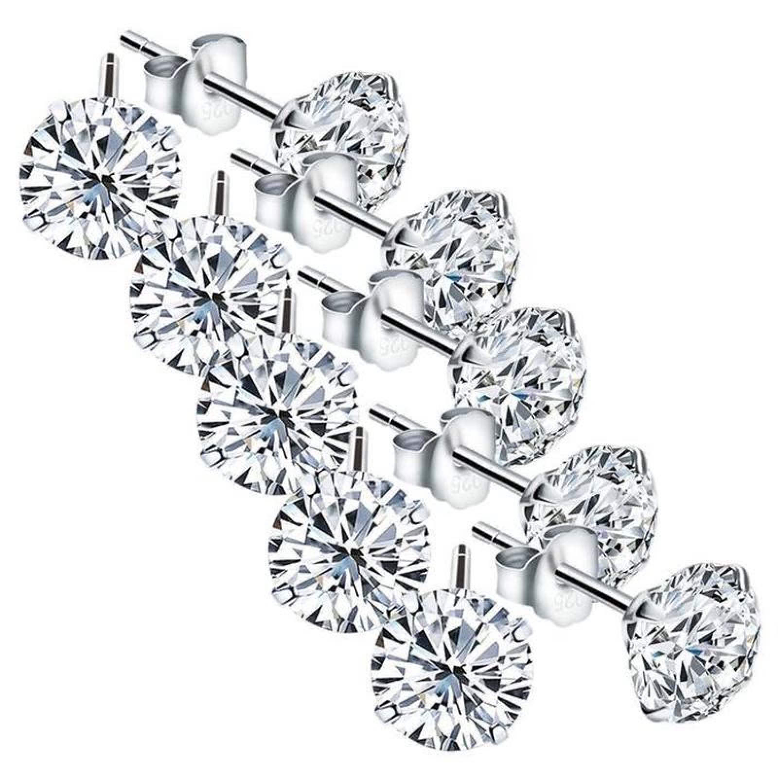Aretes Brillantes MXAUX-005-5 5 Pzas 8mm Aretes de Broquel Color Plata Metal, DiamLux8