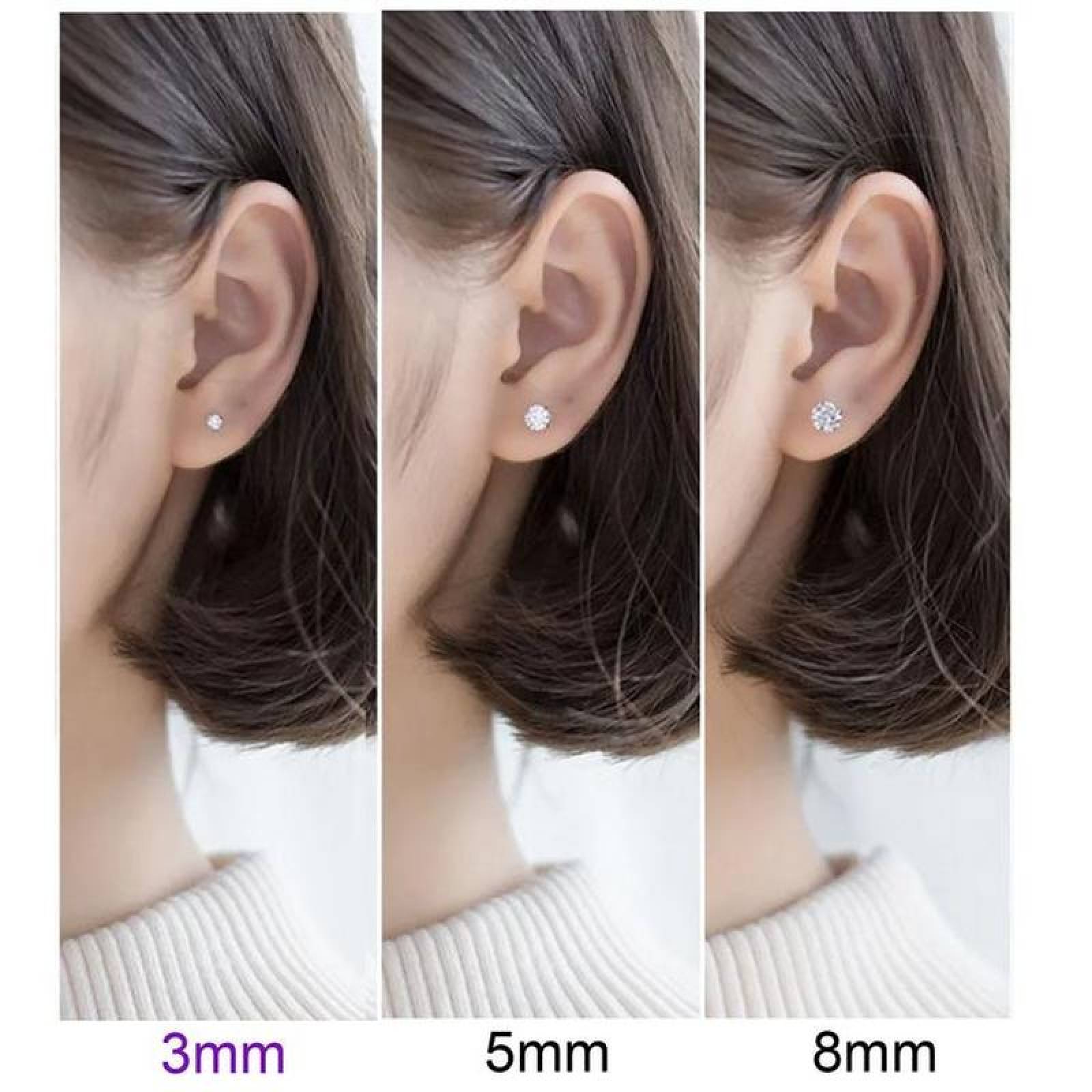 Pendientes para Niñas MXMLX-003-5 3 Pzas 3mm Aretes de Broquel Plata Metal, DiamLux3