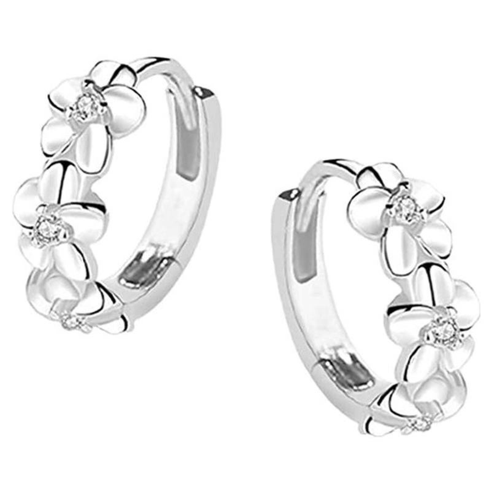 Aretes Redondos MXWFS-001-5 1 Pza Aretes de Flores Plata Metal, Flowers1