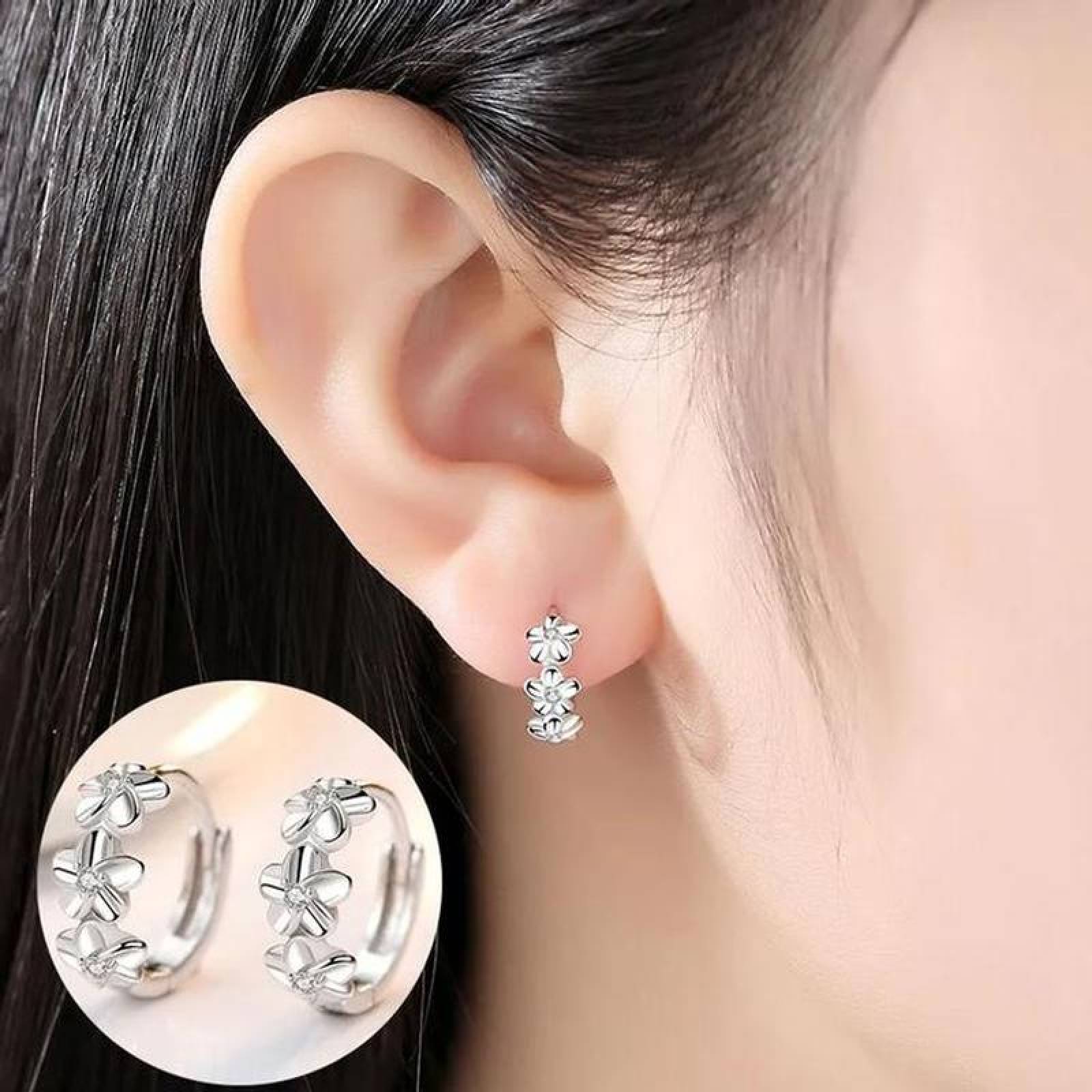 Aretes Redondos MXWFS-001-5 1 Pza Aretes de Flores Plata Metal, Flowers1