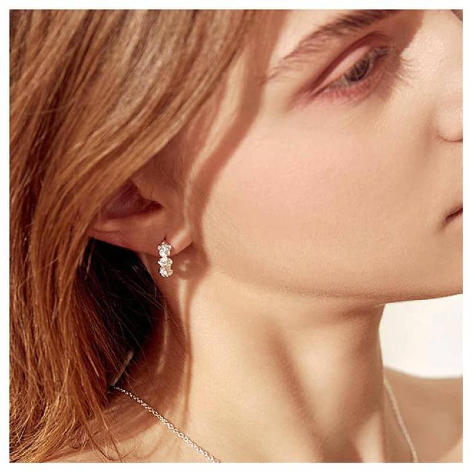 Arracadas Redondos MXWFS-004-2 4 Pzas Aretes de Flores Plata Metal, Flowers1