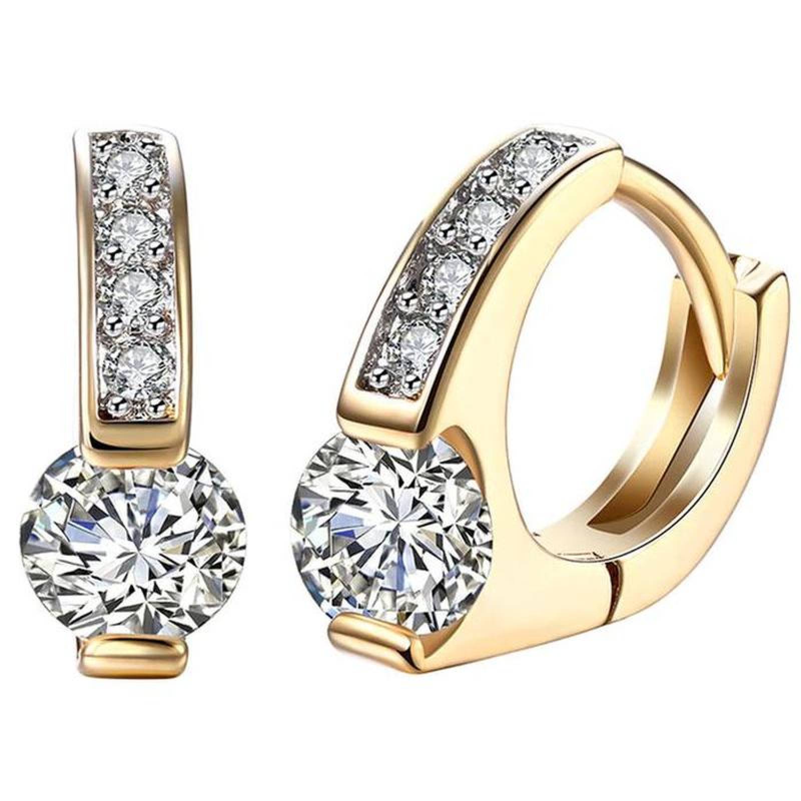 Aretes Redondos MXZCA-001-1 1 Pza Aretes RedondosZirconia Color Oro Metal, Zirconia1