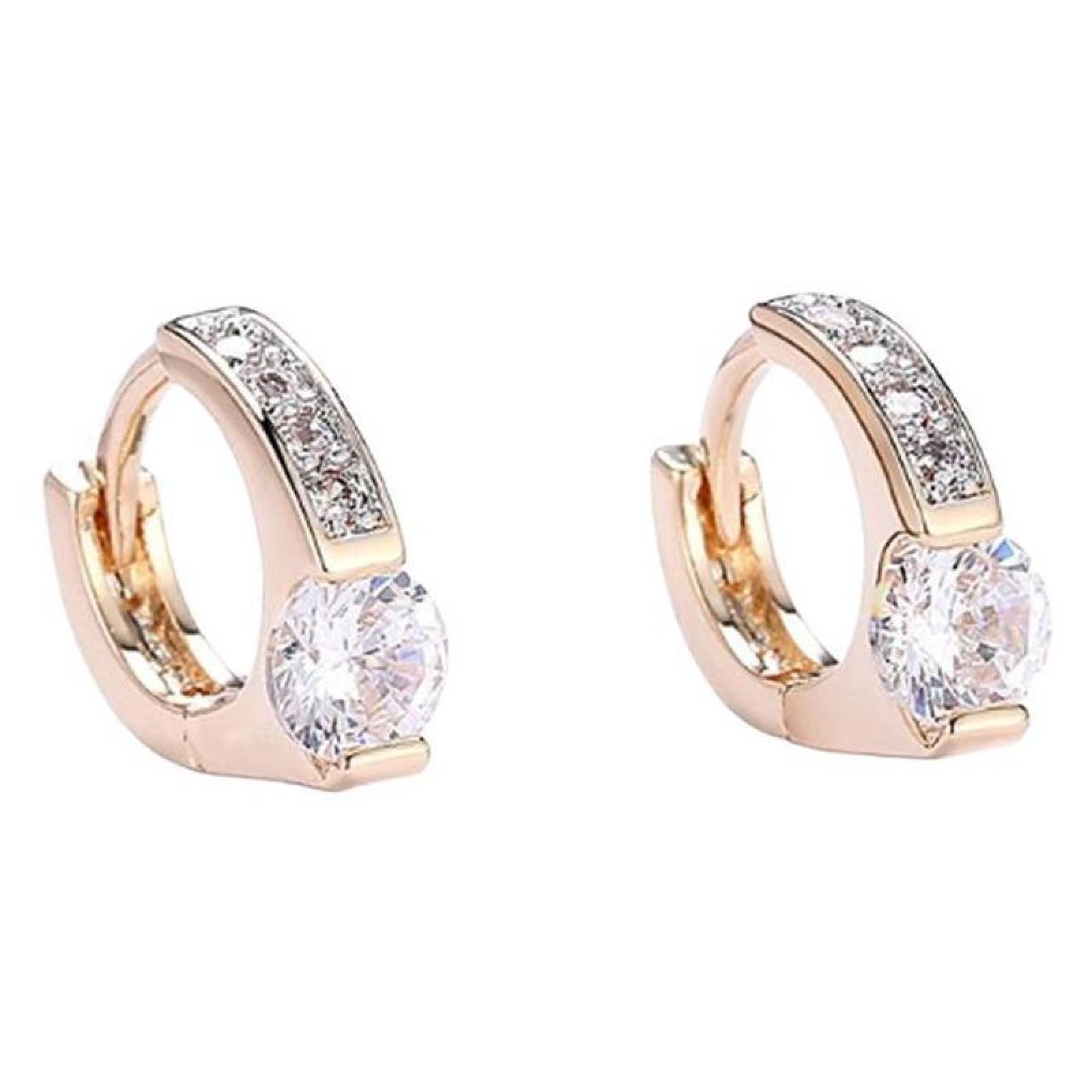 Pendientes para Niñas MXZCA-002-6 2 Pzas Aretes RedondosZirconia Color Oro Metal, Zirconia1