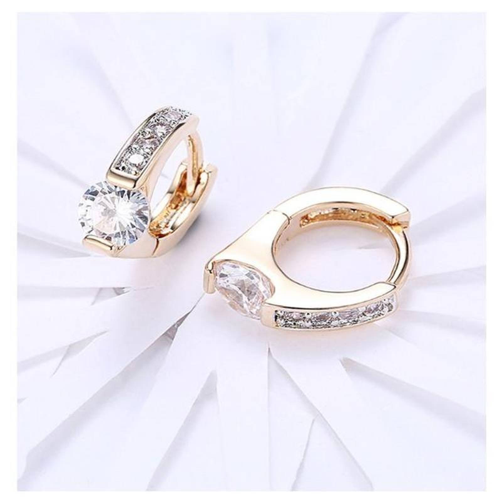 Pendientes para Niñas MXZCA-002-6 2 Pzas Aretes RedondosZirconia Color Oro Metal, Zirconia1