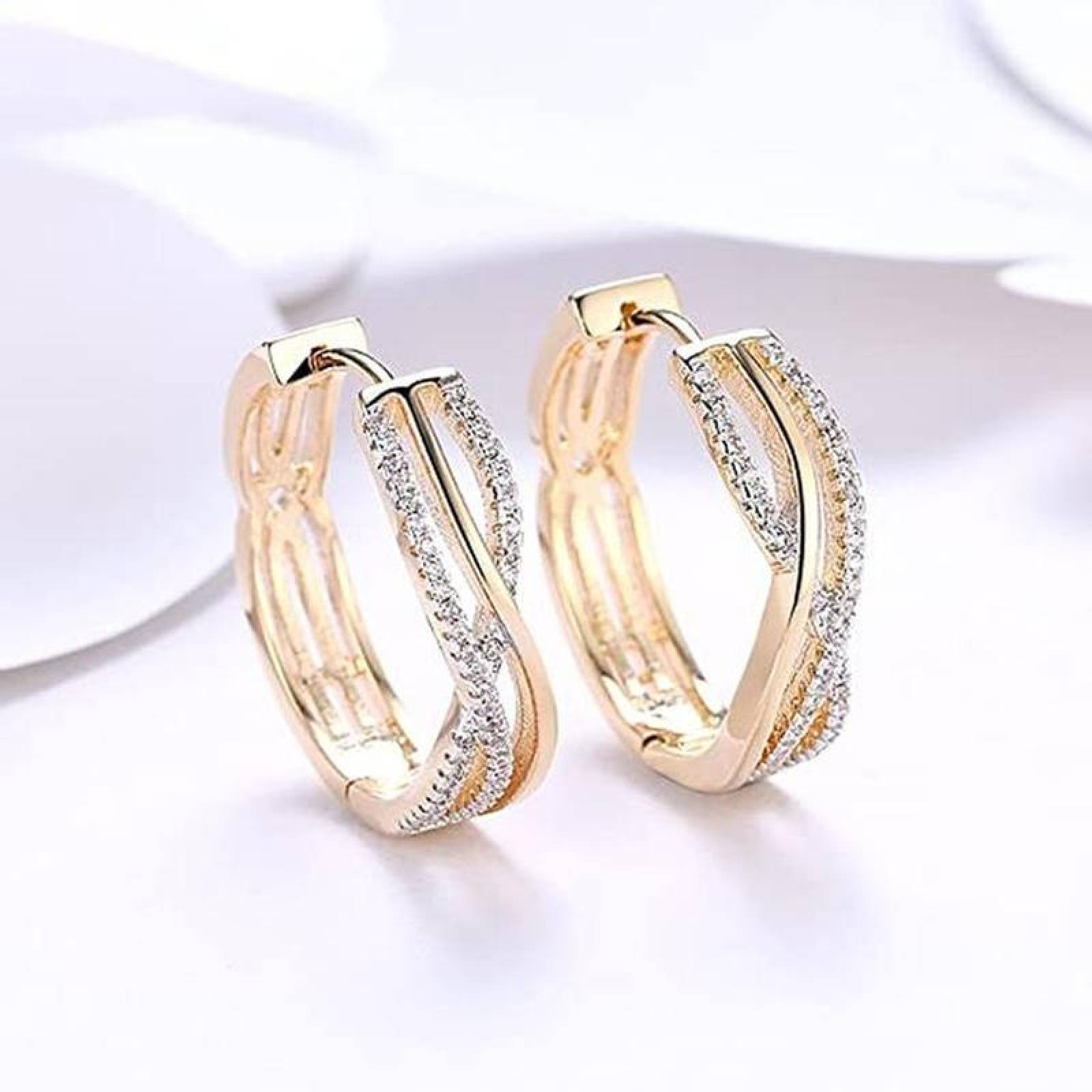 Joyería de Aretes Modernos MXZCN-003-5 3 Pzas Aretes RedondosZirconia Color Oro Metal, Zirconia2