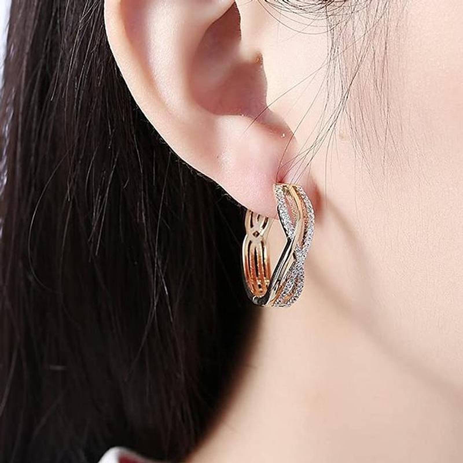 Joyería de Aretes Modernos MXZCN-003-5 3 Pzas Aretes RedondosZirconia Color Oro Metal, Zirconia2