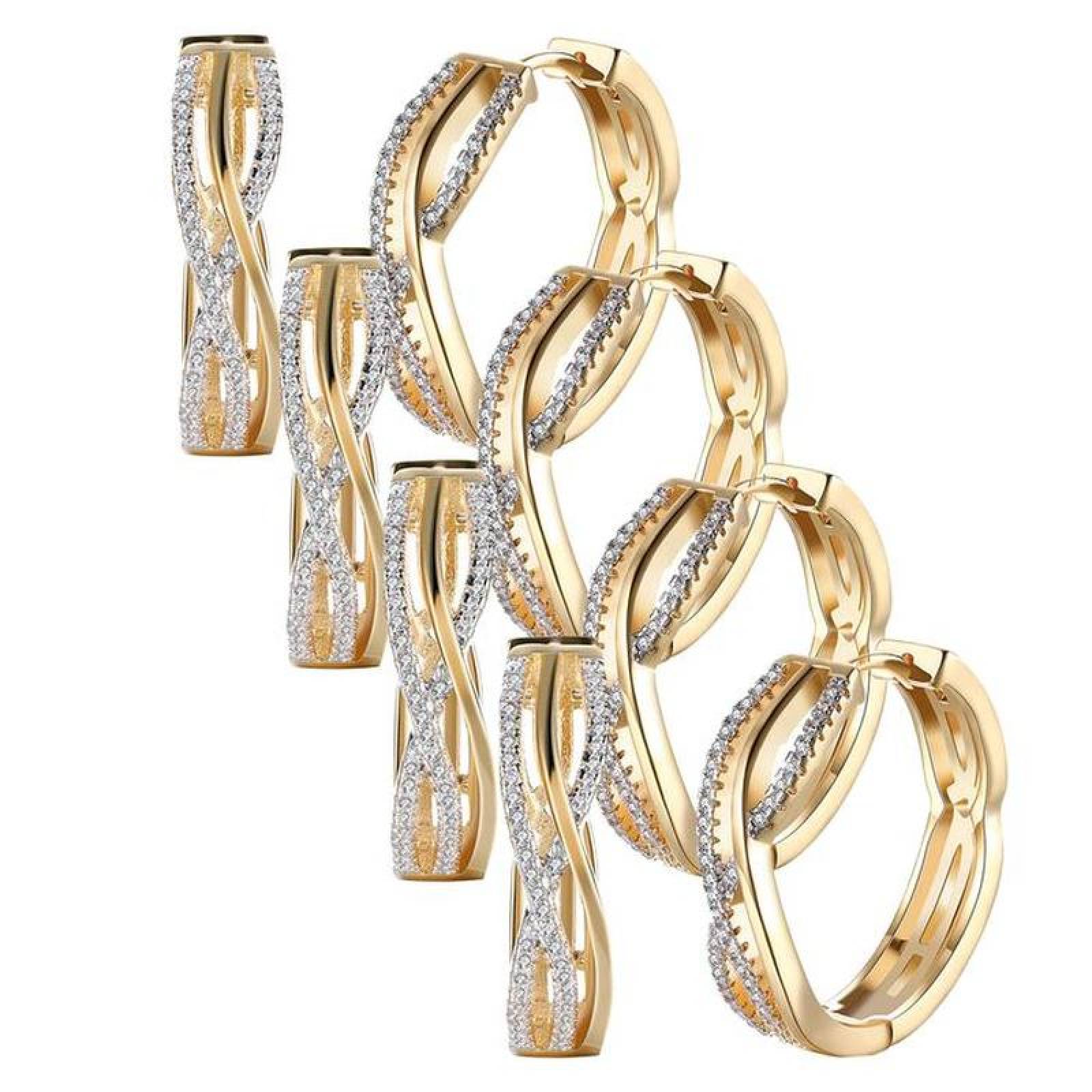 Arracadas Redondas MXZCN-004-5 4 Pzas Aretes RedondosZirconia Color Oro Metal, Zirconia2