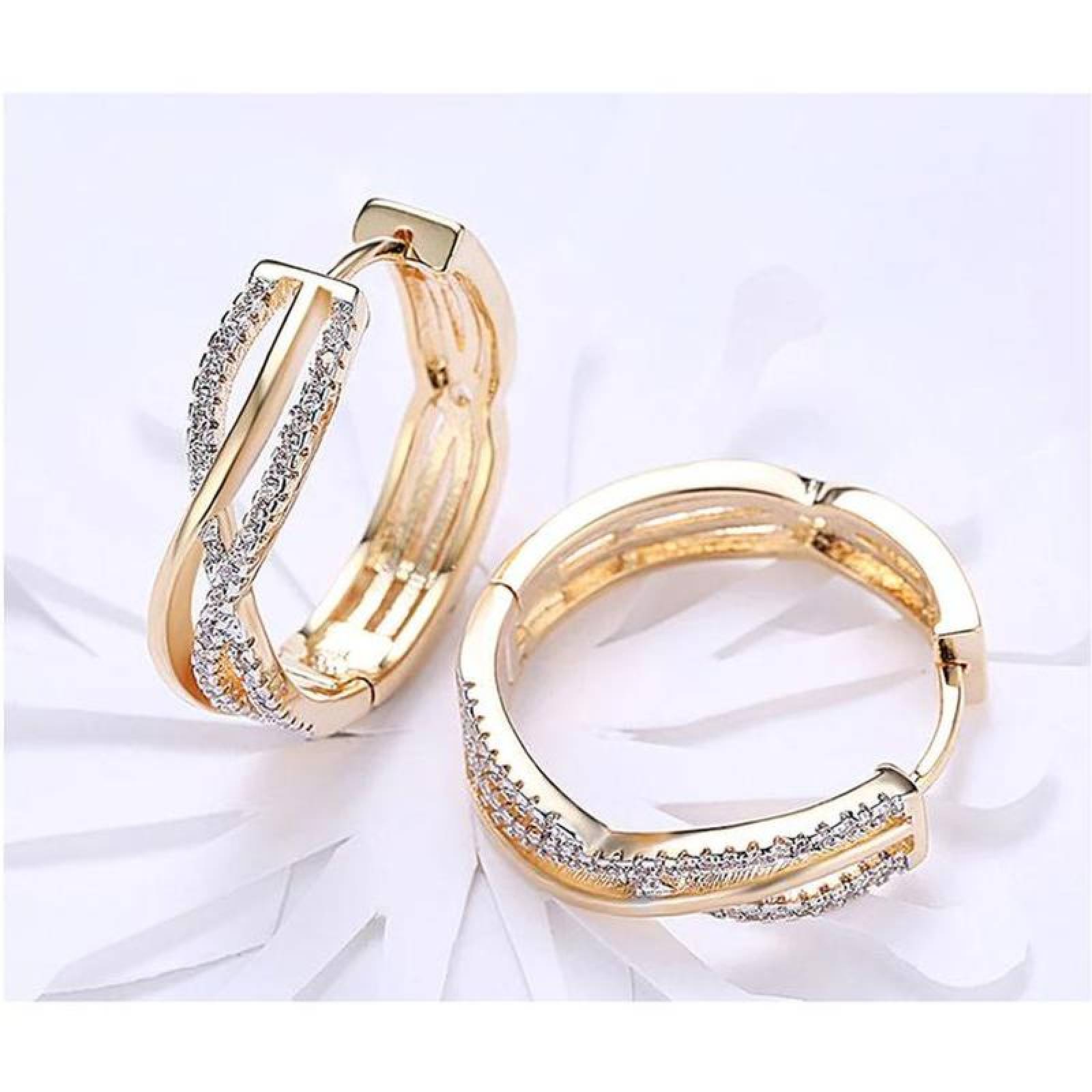 Arracadas Redondas MXZCN-004-5 4 Pzas Aretes RedondosZirconia Color Oro Metal, Zirconia2