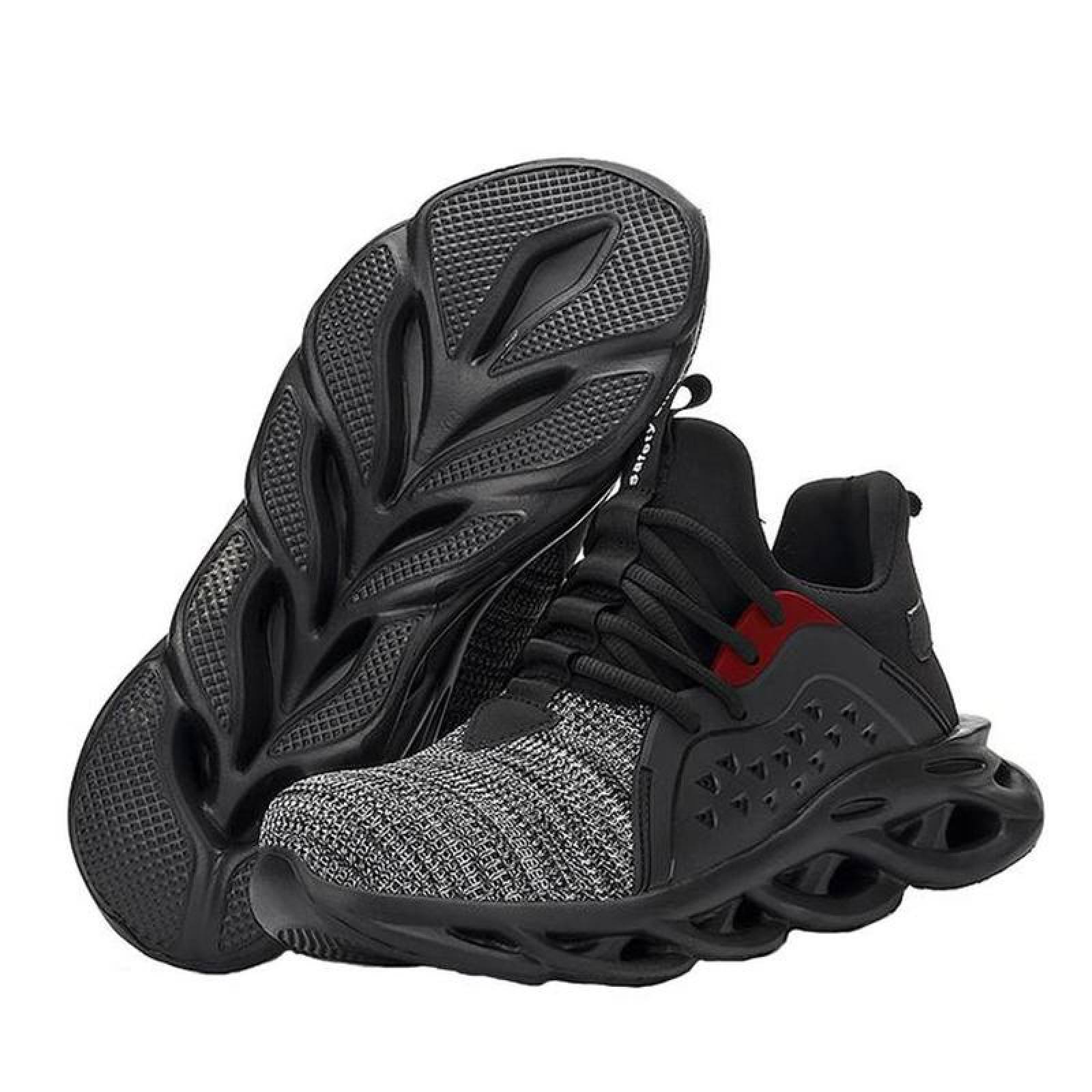 Zapatos de Seguridad Industriales MXAKI-024 Talla 28cm MX GrisNegro Plantilla Kevlar Suela EVA Punta de Acero Agujetas Ultra Ligero Transpirable KeyAir