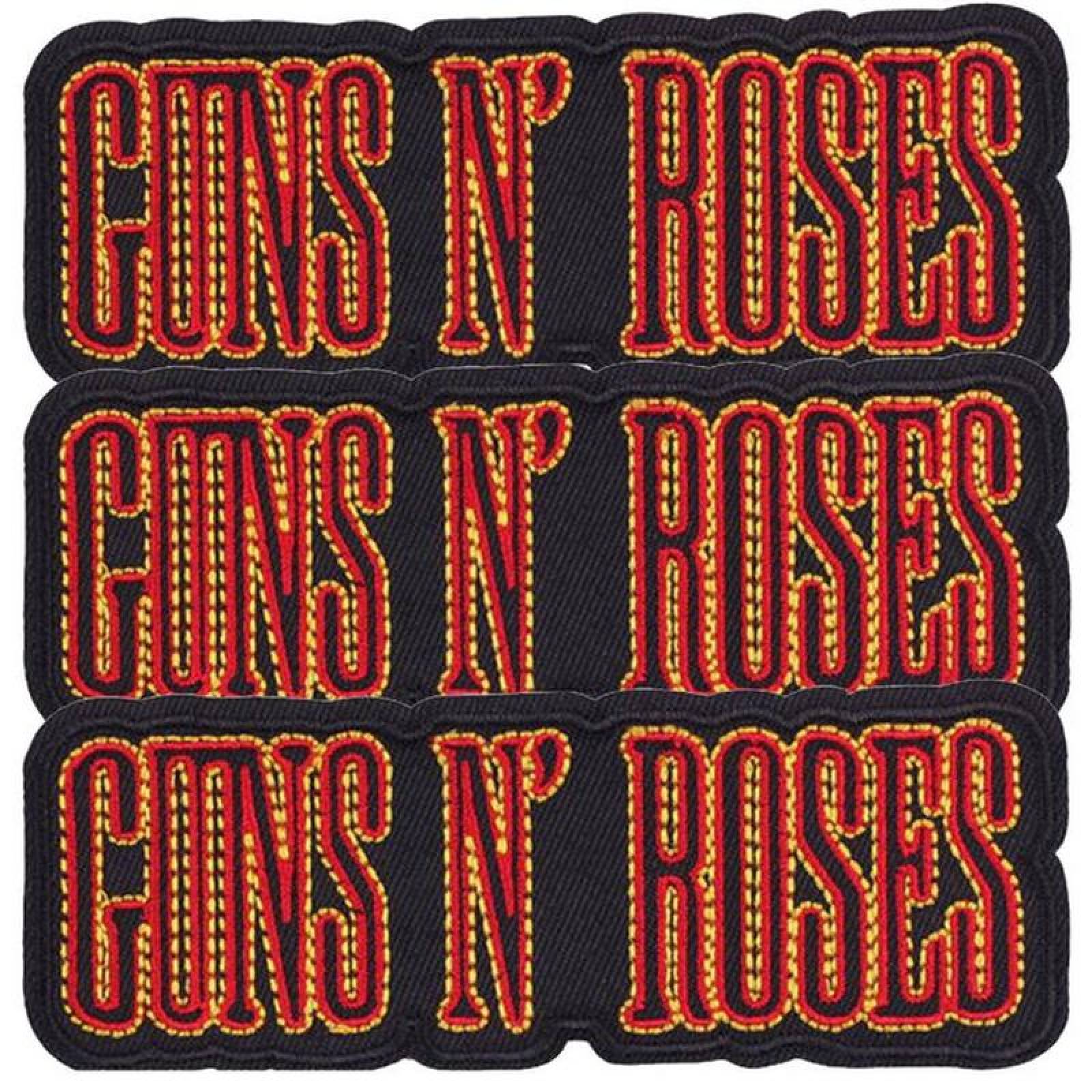 Rock Parches Adheribles MXGUE-003-1 3 Parches Guns N Roses 12x4,5cm NegroRojo Bordado Adhesivo para Planchar, Music19