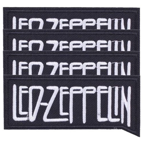 Parches para Tela MXLEZ-004-5 4 Parches Led Zeppelin 10x4,6cm NegroBlanco  Bordado Adhesivo para