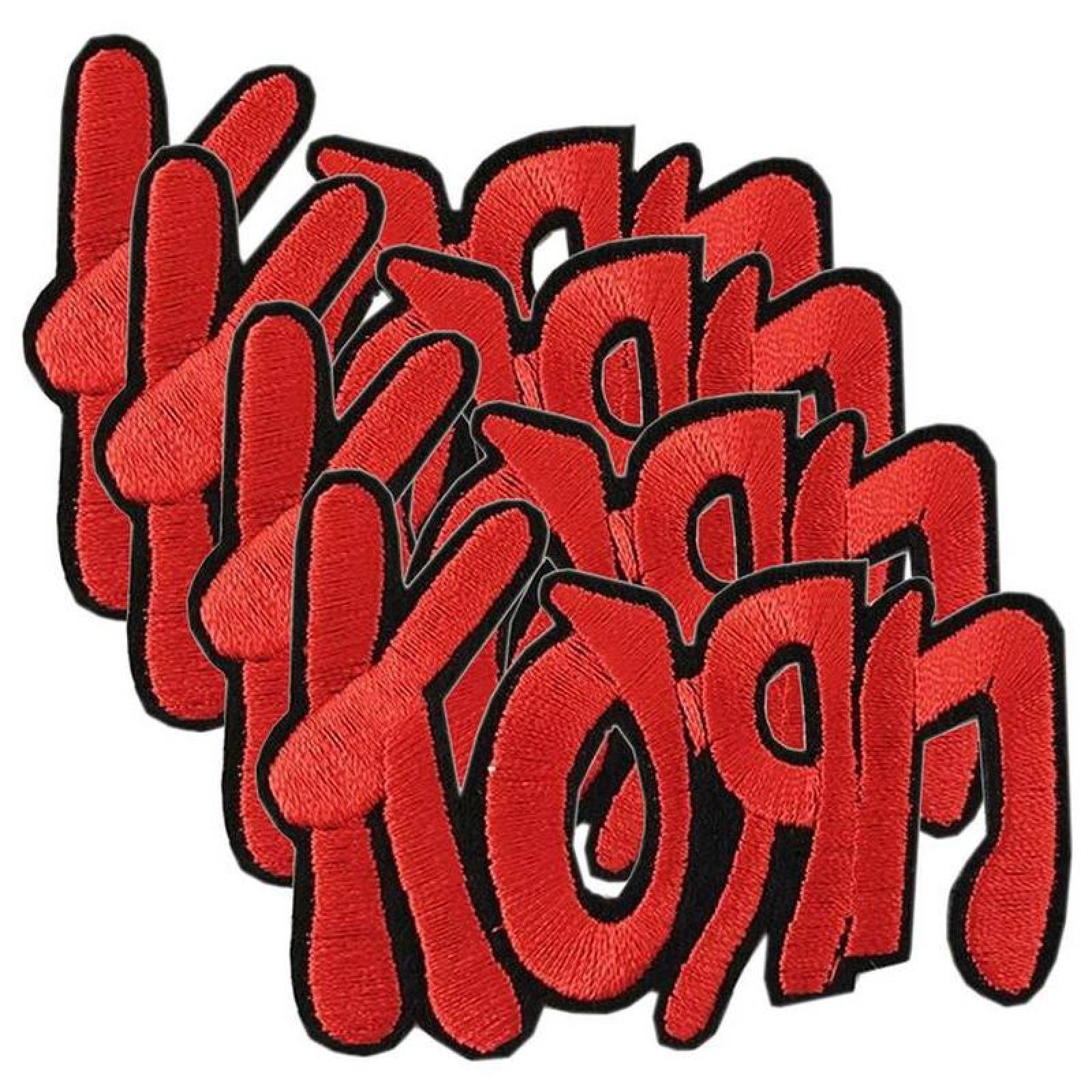 Korn Parches Decorativos MXRKN-004-4 4 Parches Korn 7x5,1cm NegroRojo Bordado Adhesivo para Planchar, Music20