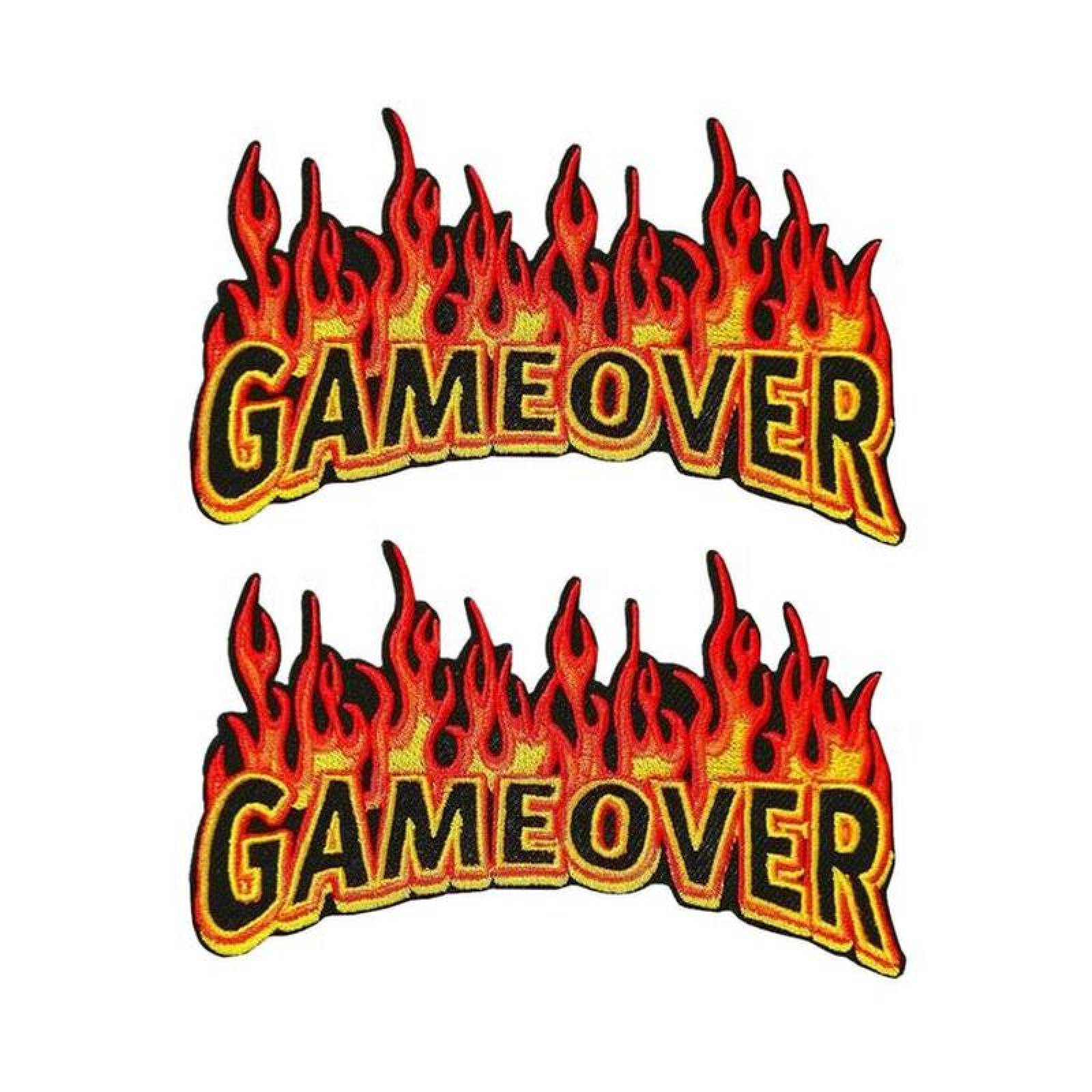 Pegatinas con Letras de Llama MXTIS-002-2 2 Parches Gameover 11x6cm AmarilloRojo Bordado Adhesivo para Planchar, TacticWords07
