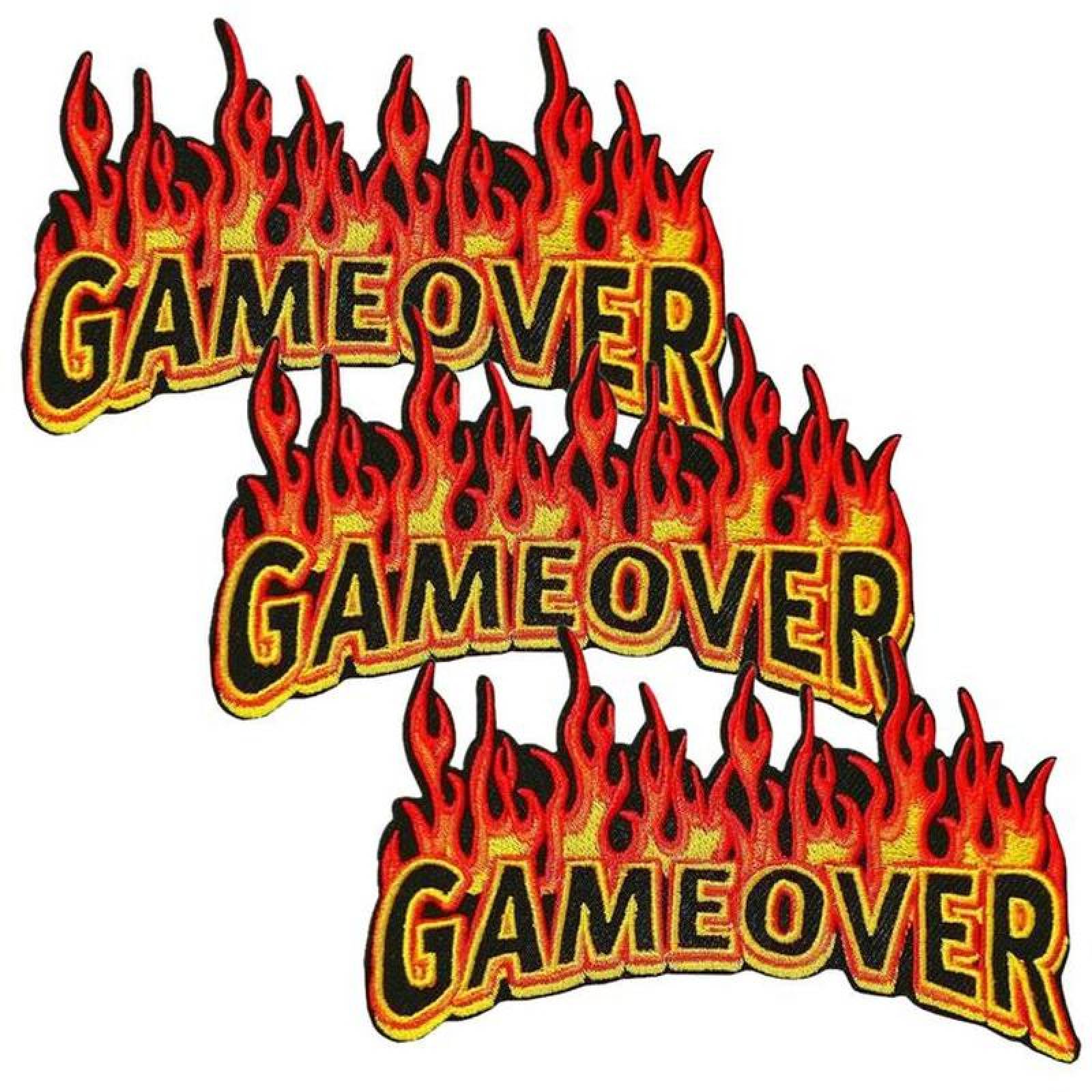 Parche Bordado de Fuego MXTIS-003-2 3 Parches Gameover 11x6cm AmarilloRojo Bordado Adhesivo para Planchar, TacticWords07