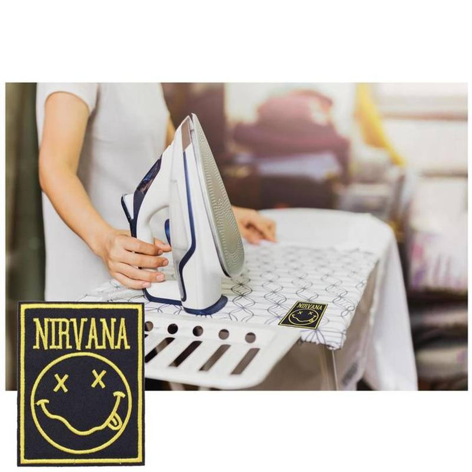 Banda Nirvana Parches MXVAN-003-1 3 Parches Nirvana 7,5x9,7cm NegroAmarillo Bordado Adhesivo para Planchar, Music18