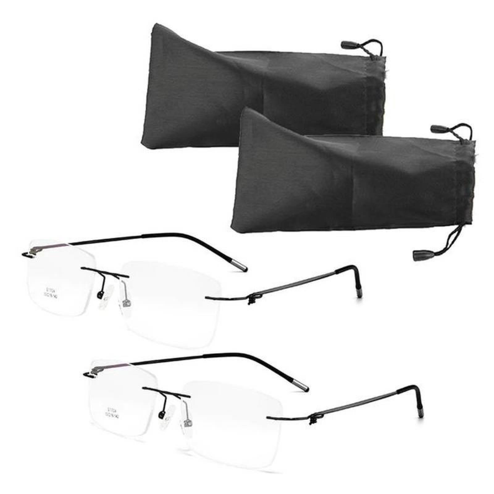 Anteojos delgados MXTLR-002-3 2 Pzas Marco negro Protección UV Titanio, TitaniumLuxor