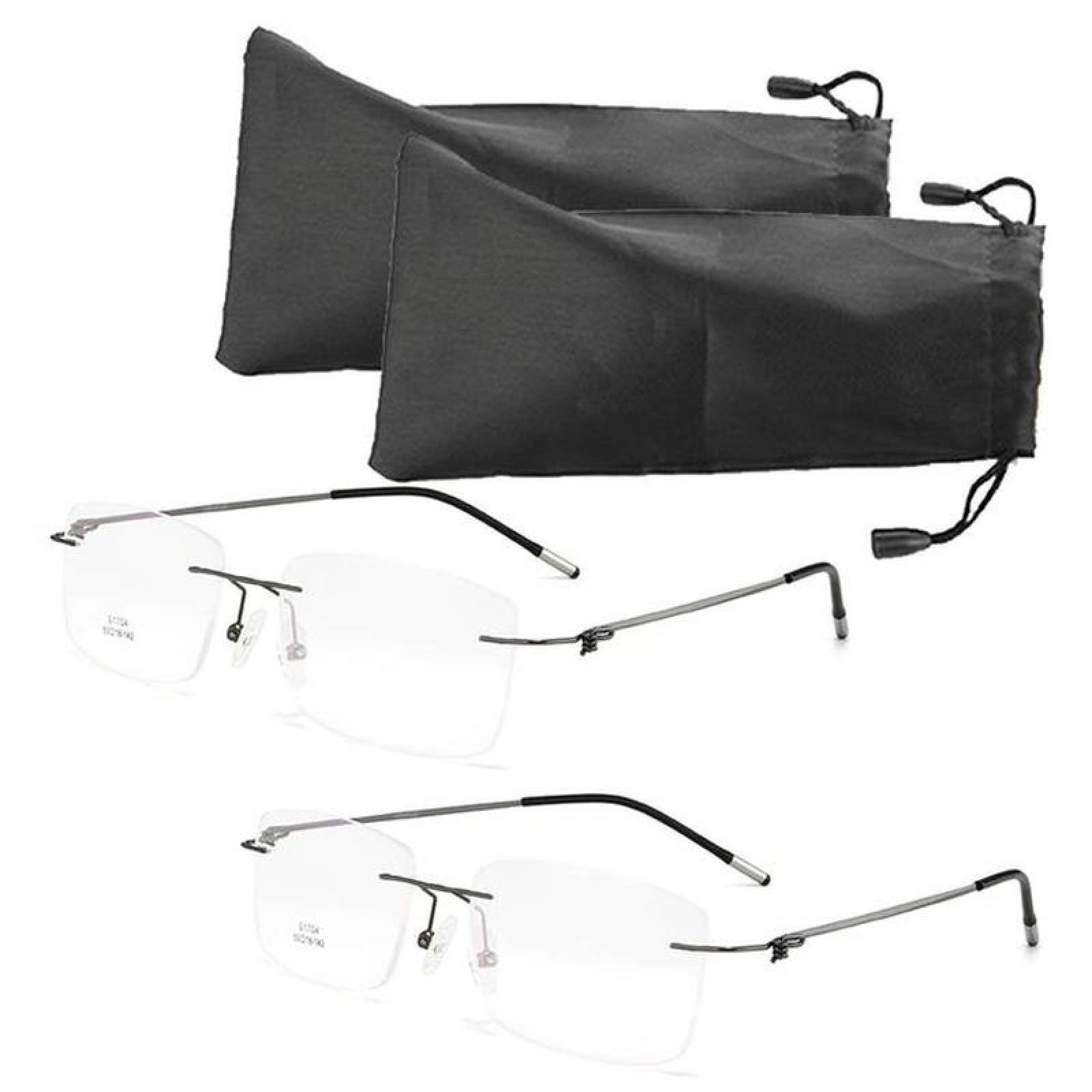 Lentes de vista cansada MXTLR-004-3 2 Pzas Marco Gris Protección UV Titanio, TitaniumLuxor