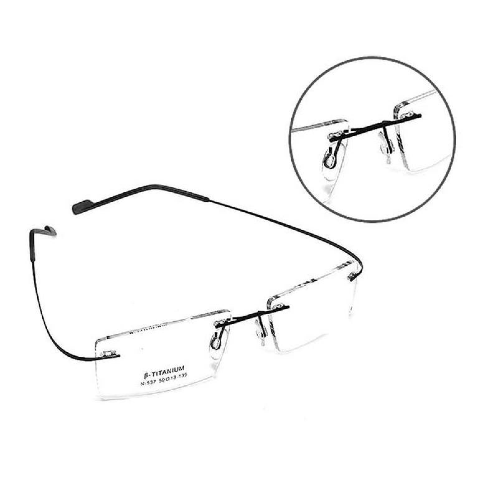 Anteojos delgados MXTMG-002-3 2 Pzas Marco Negro Protección UV Titanio, TitaniumHug