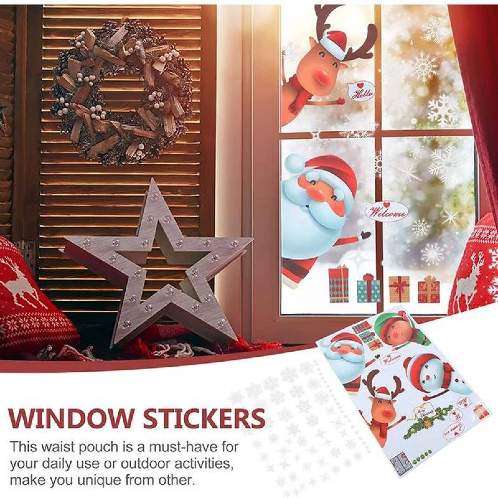 Calcomanías Adheribles Navidad MXKMR-006-5 20 Plantillas de 90x60cm cu PVC Doble Vista, StickMerry