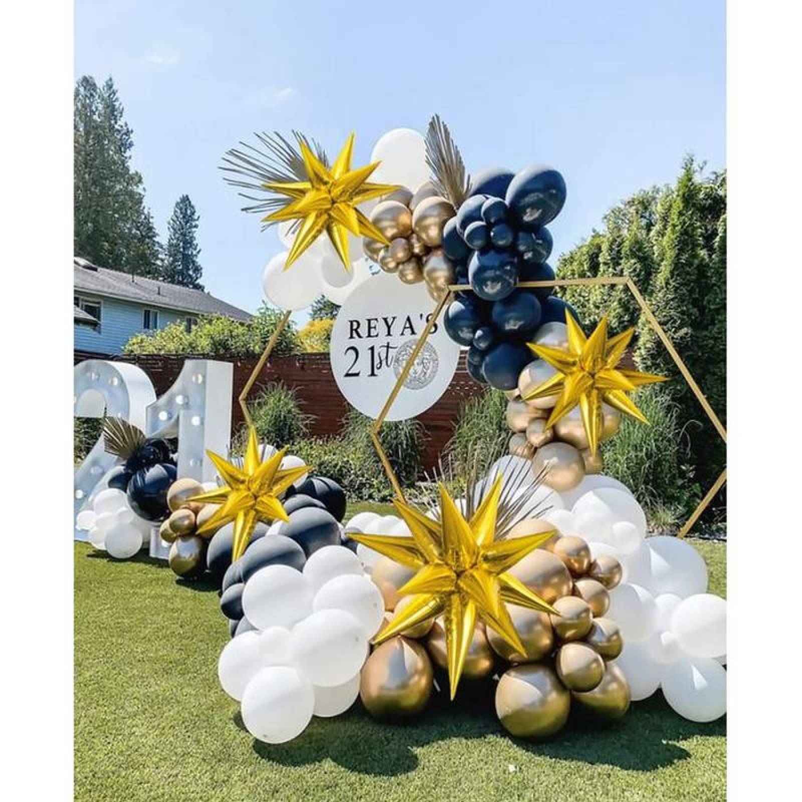 Globos de Año Nuevo MXRNW-003-2 3 Paquetes Látex NegroDorado, DecorNew