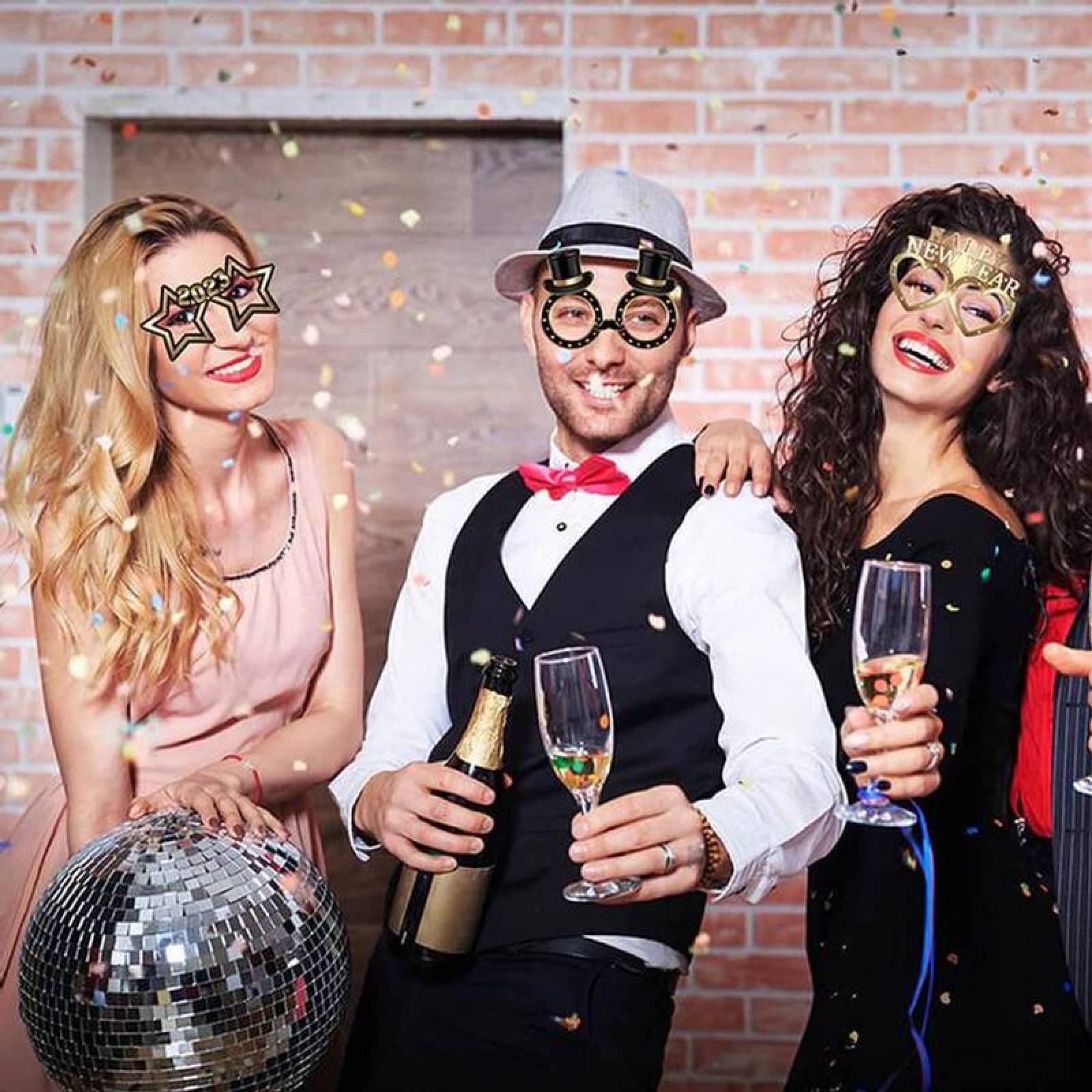 Lentes Decorativos de Papel MXYHP-005-5 30 Pzas de 14x8cm cu Papel NegroDorado, YearHap