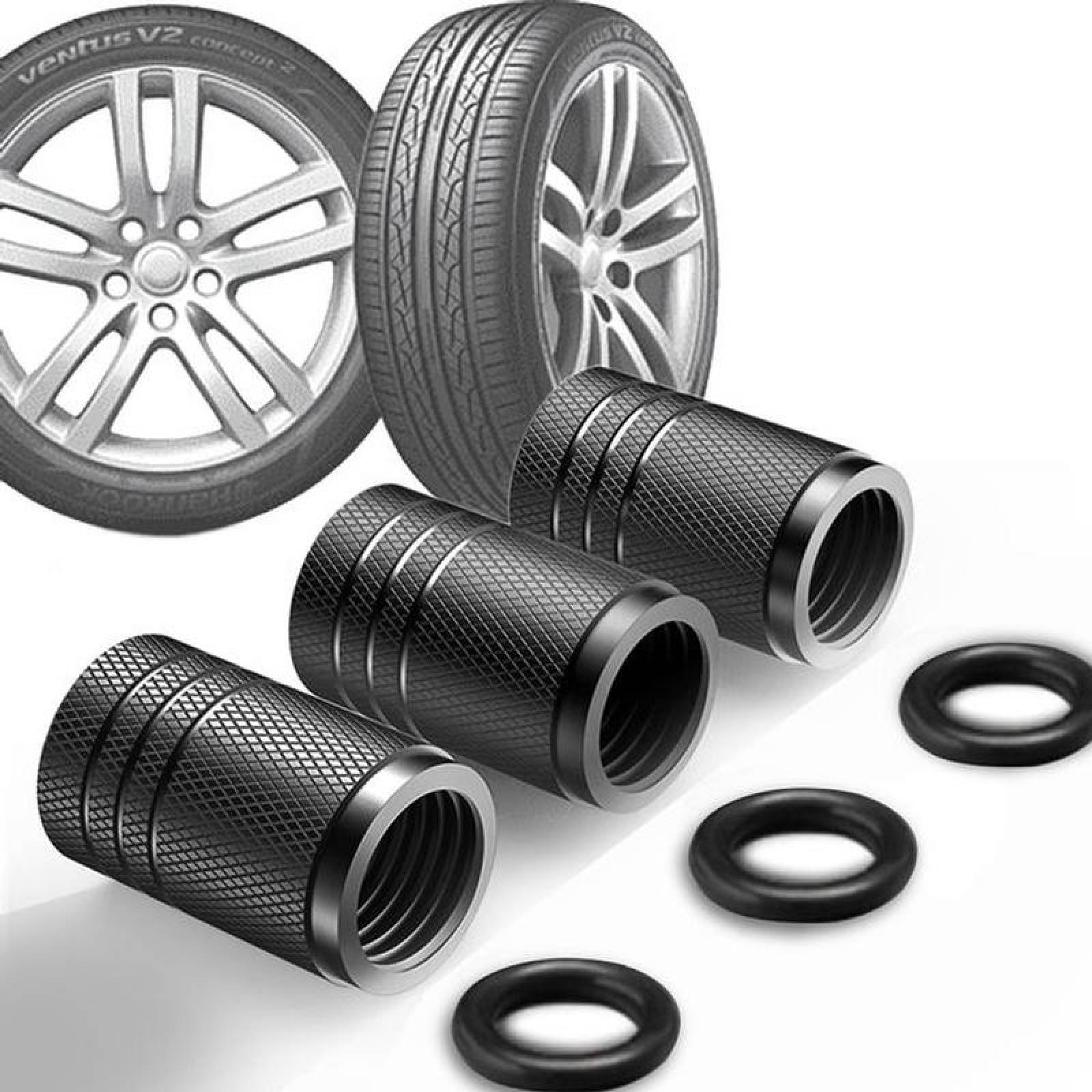 Tapones de Carro MXFGV-024 8 Pzas 1,6x1cm Aluminio PlataRojo Universal, FingValv