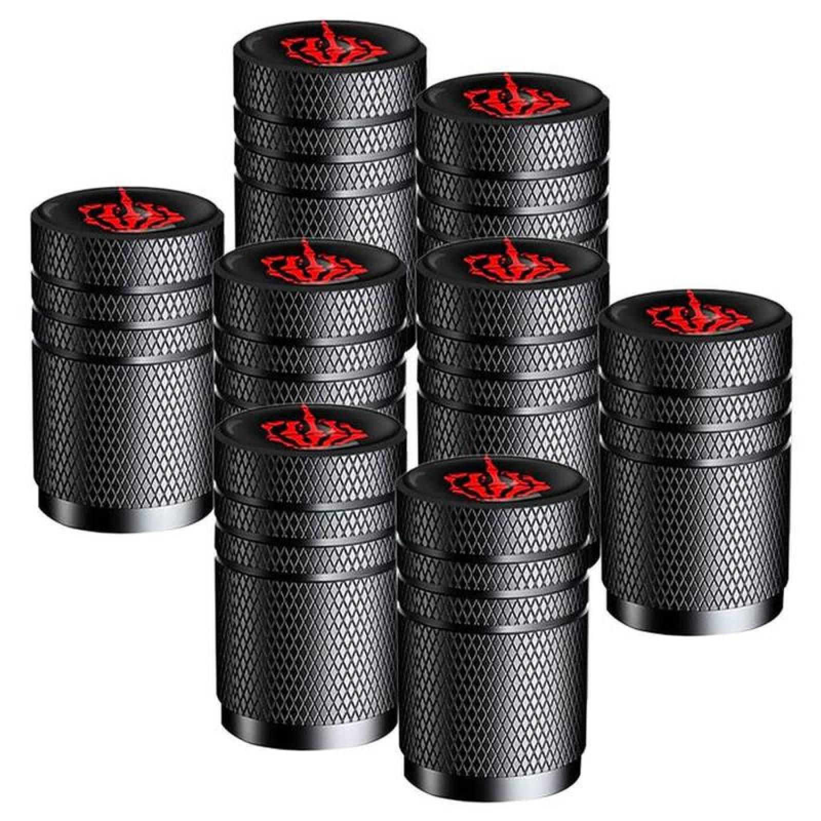 Tapas para Cubrir Válvulas Llantas MXFKU-004 8 Pzas1,6x1cm Aluminio NegroRojo Universal, FingSkull