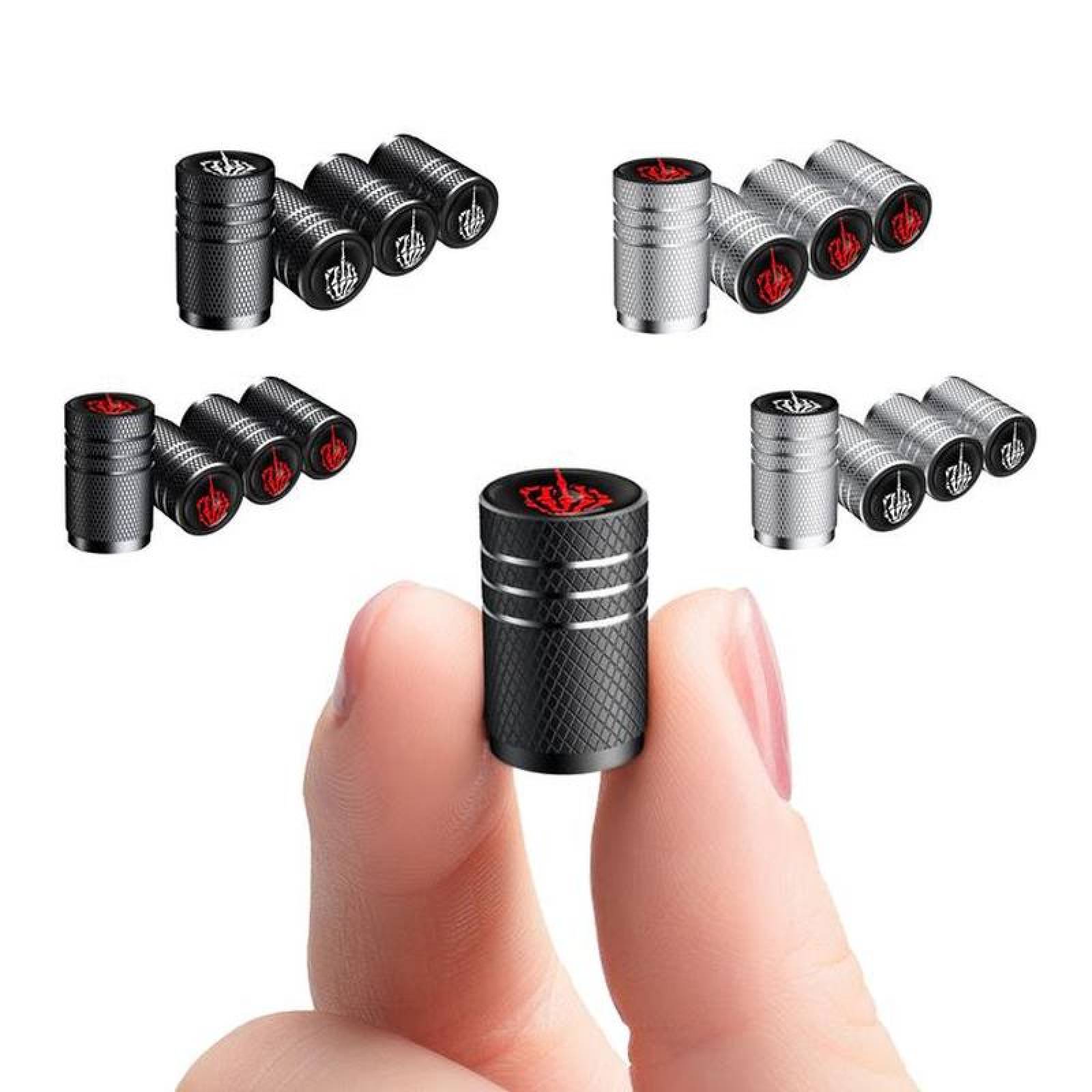Tapas para Cubrir Válvulas Llantas MXFKU-004 8 Pzas1,6x1cm Aluminio NegroRojo Universal, FingSkull