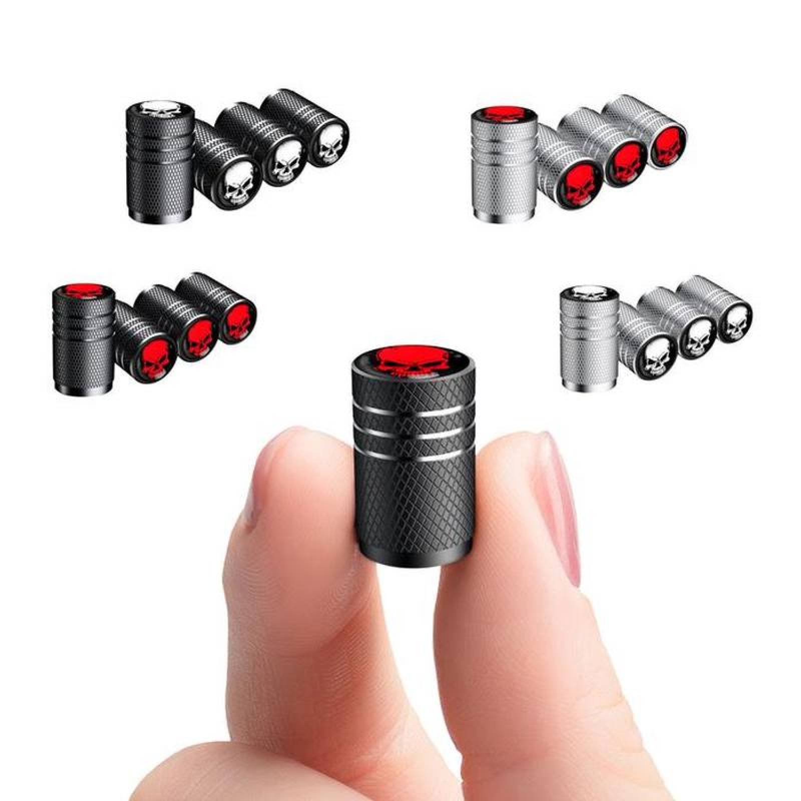 Tapones para Válvulas de Llanta MXKLD-010 10 Pzas 1,6x1cm Aluminio NegroBlanco Universal, SkullHead