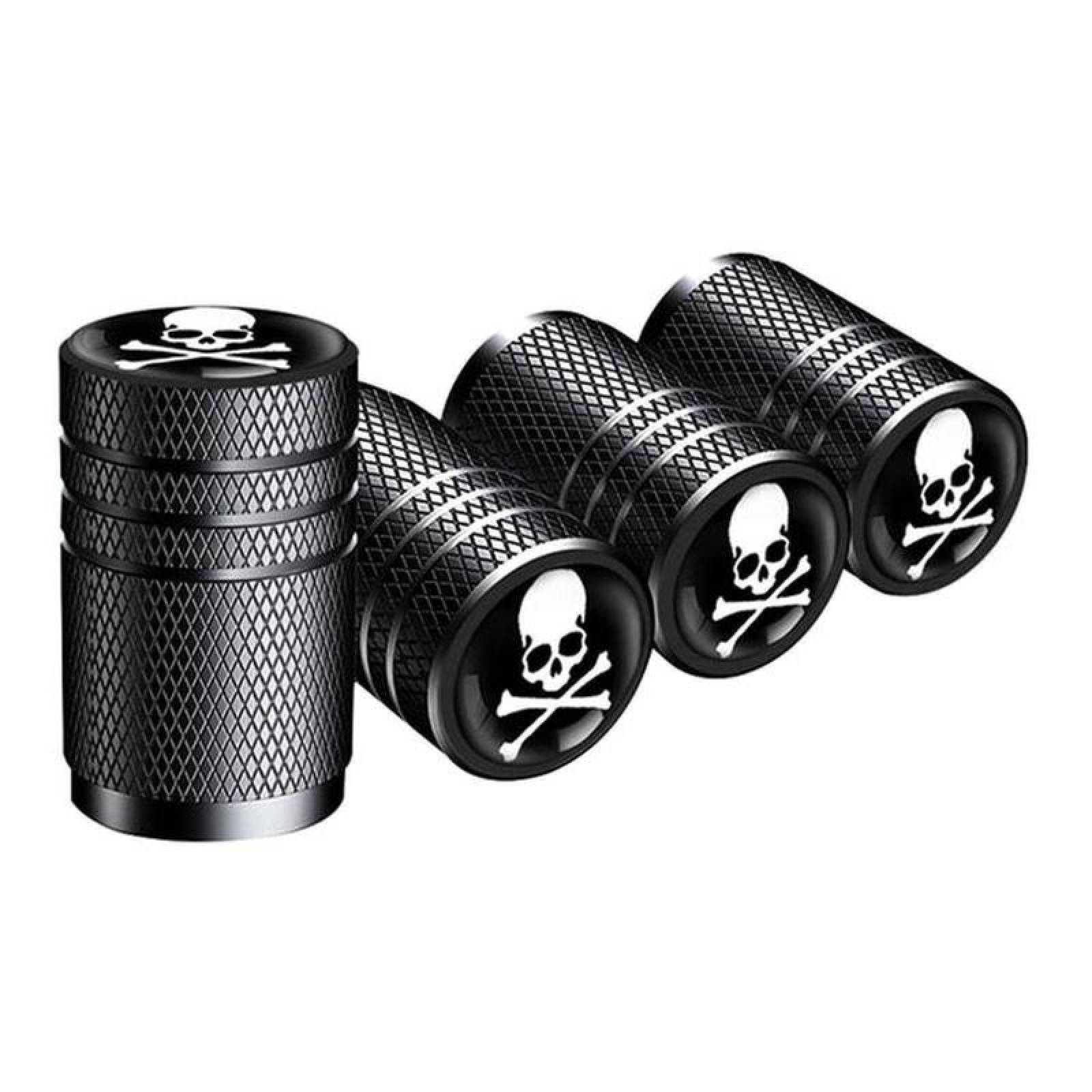 Tapones para Válvulas de Llanta MXKUX-009 8 Pzas 1,6x1cm Aluminio NegroBlanco Universal, SkullX