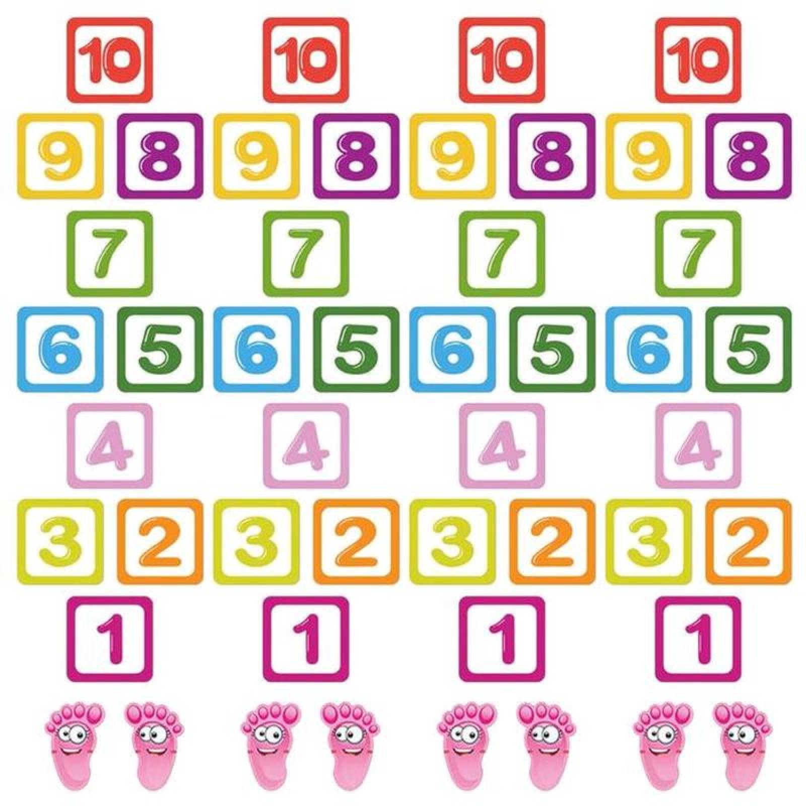 Números Adheribles de Rayuela MXNUM-004-1 4 Juegos de Pegatinas de Números PVC Mediano Multicolor, HopNum