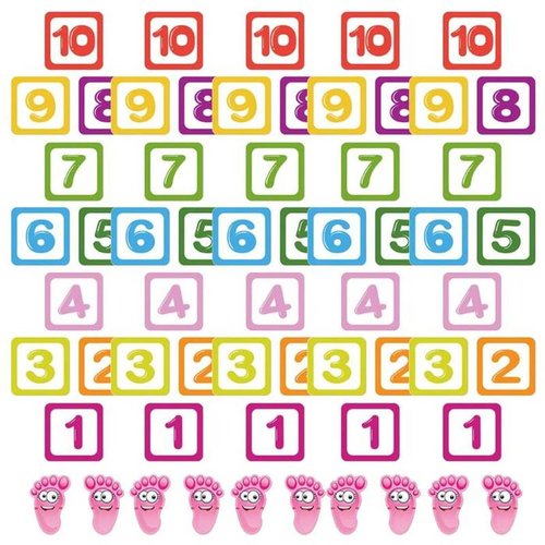 Calcomanías de Números del 1 al 10 MXNUM-005-6 5 Juegos de Pegatinas de  Números