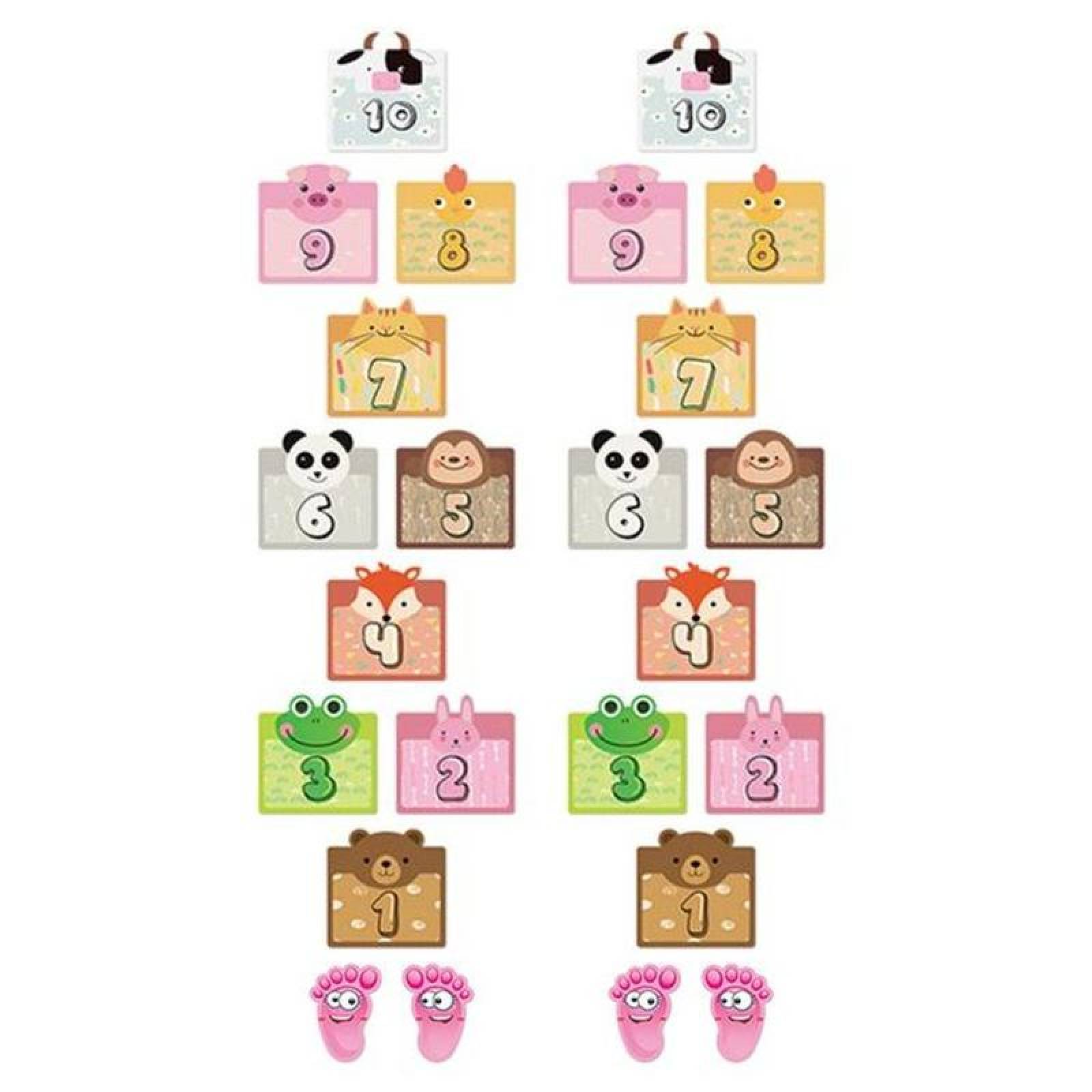 Juego de Rayuela Educativas MXOPA-002-3 2 Juegos de Pegatinas de Animales PVC Mediano Multicolor, HopAnimal