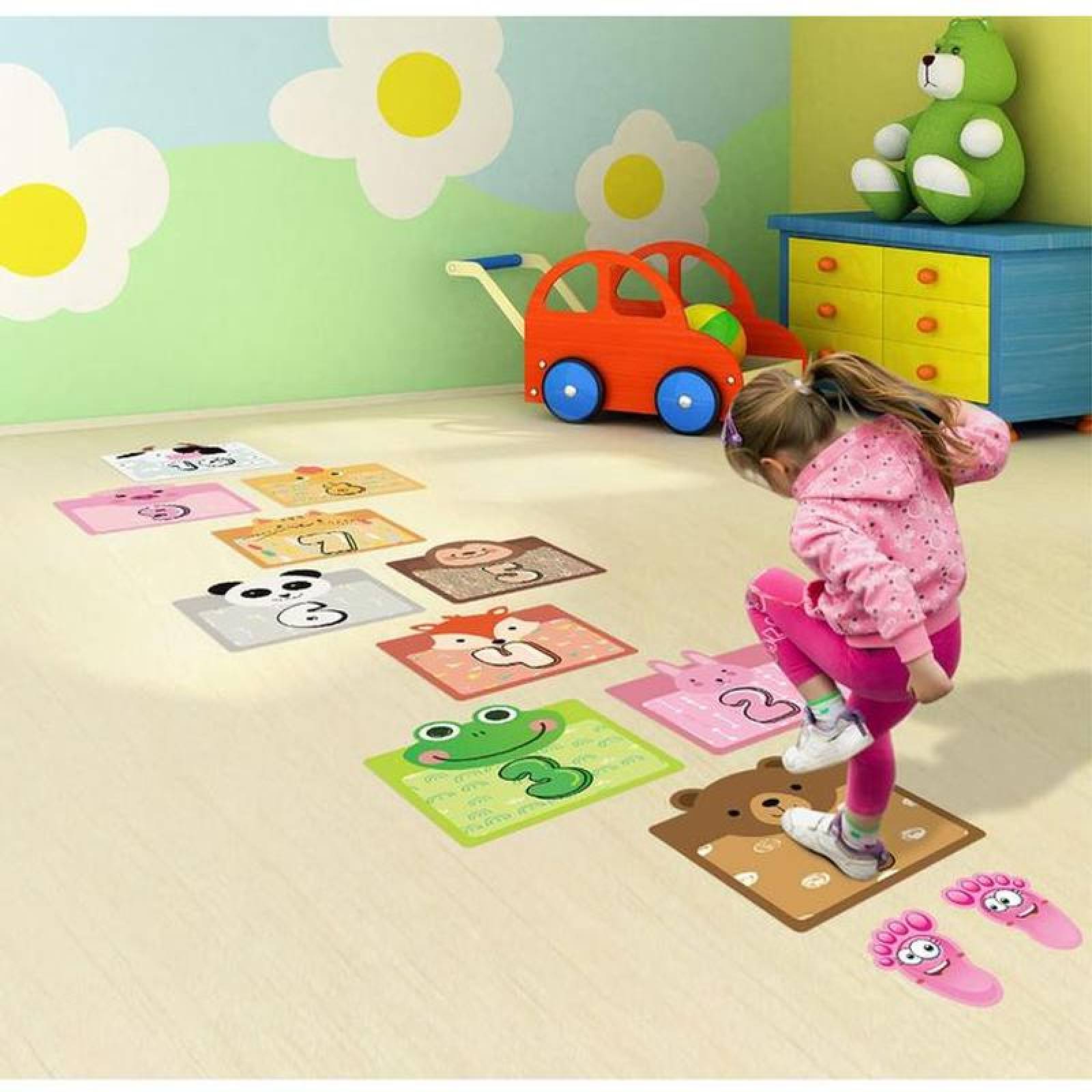 Juego de Rayuela Educativas MXOPA-002-3 2 Juegos de Pegatinas de Animales PVC Mediano Multicolor, HopAnimal