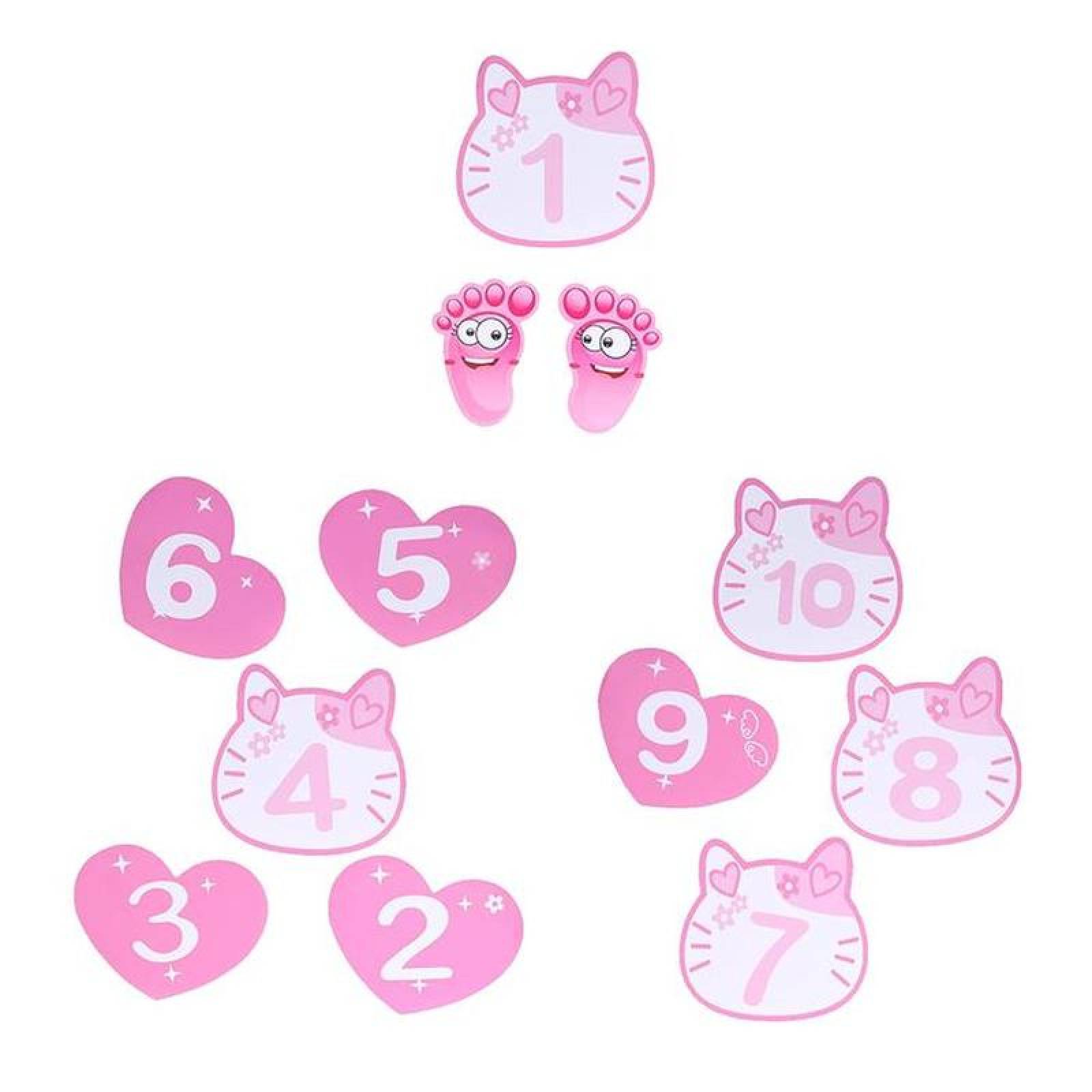 Juego de Rayuela Educativas MXOPC-001-4 1 Juego de Pegatina de Gatitas PVC Mediano Rosa, HopCat