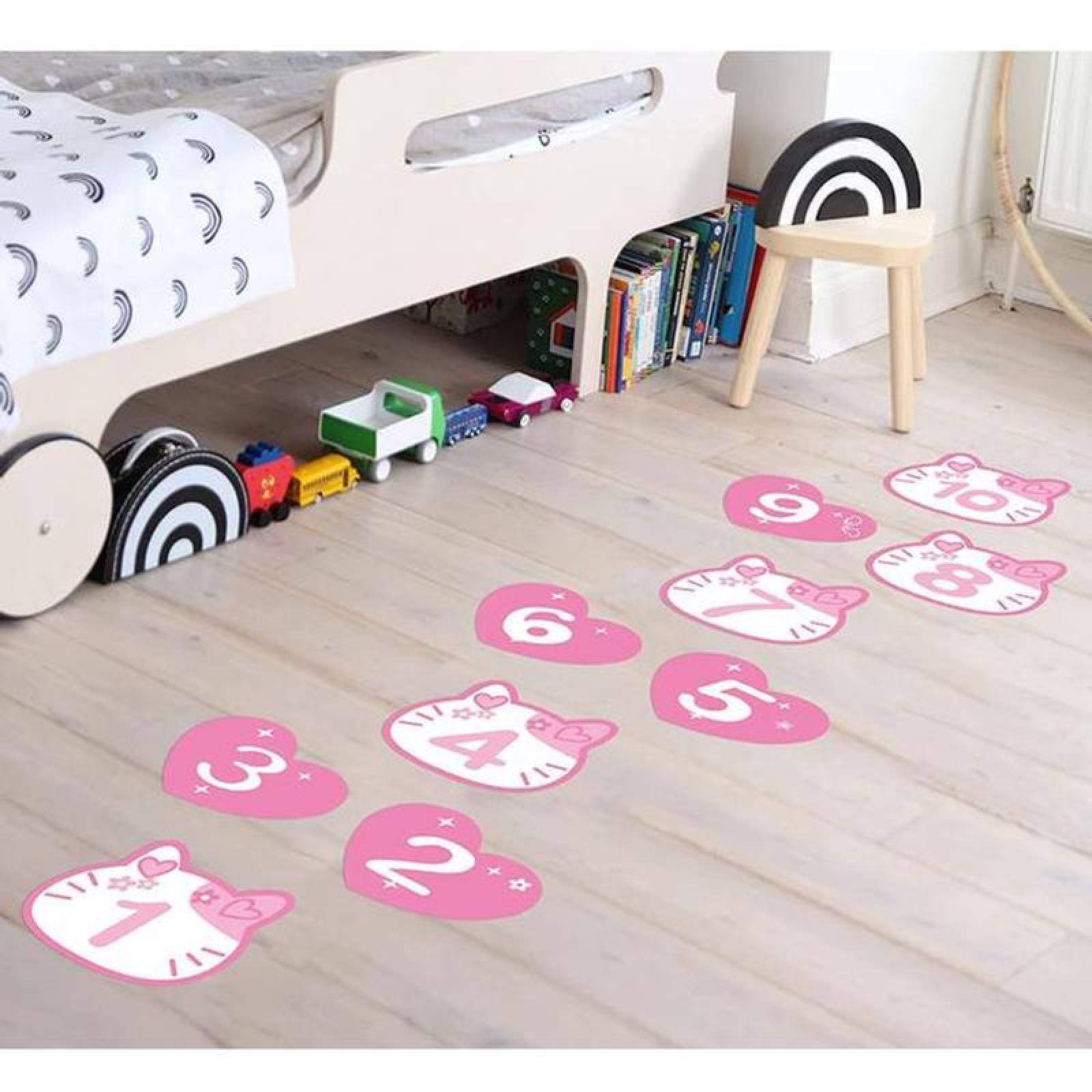 Juego de Rayuela Educativas MXOPC-001-4 1 Juego de Pegatina de Gatitas PVC Mediano Rosa, HopCat