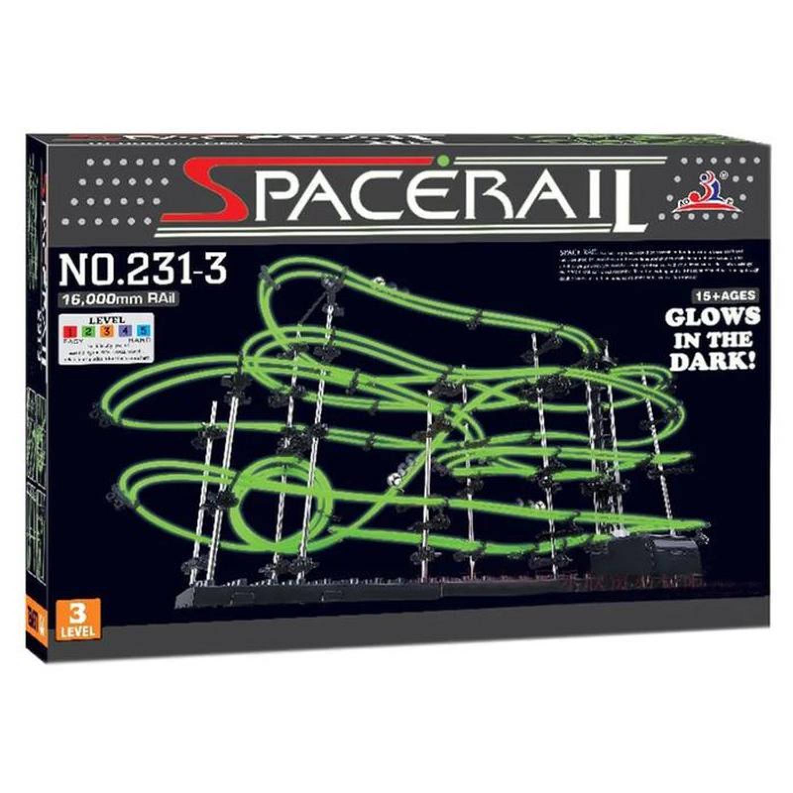 SpaceRail Moderno MXMGR-001-19 343 Pzas 3 Balines Nivel3 Verde Fosforescente Plástico ABS, MagicRail 3G