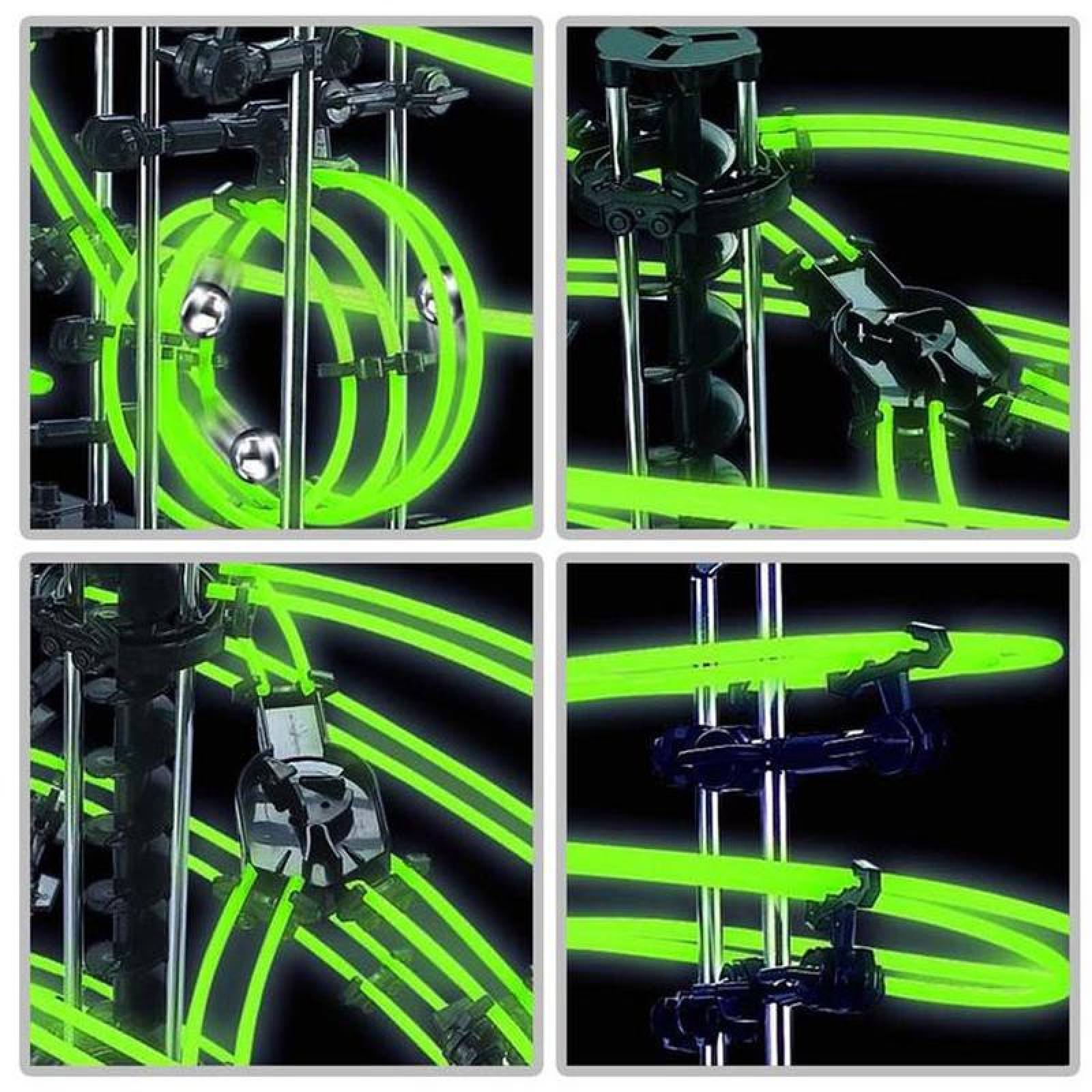 SpaceRail Moderno MXMGR-001-19 343 Pzas 3 Balines Nivel3 Verde Fosforescente Plástico ABS, MagicRail 3G