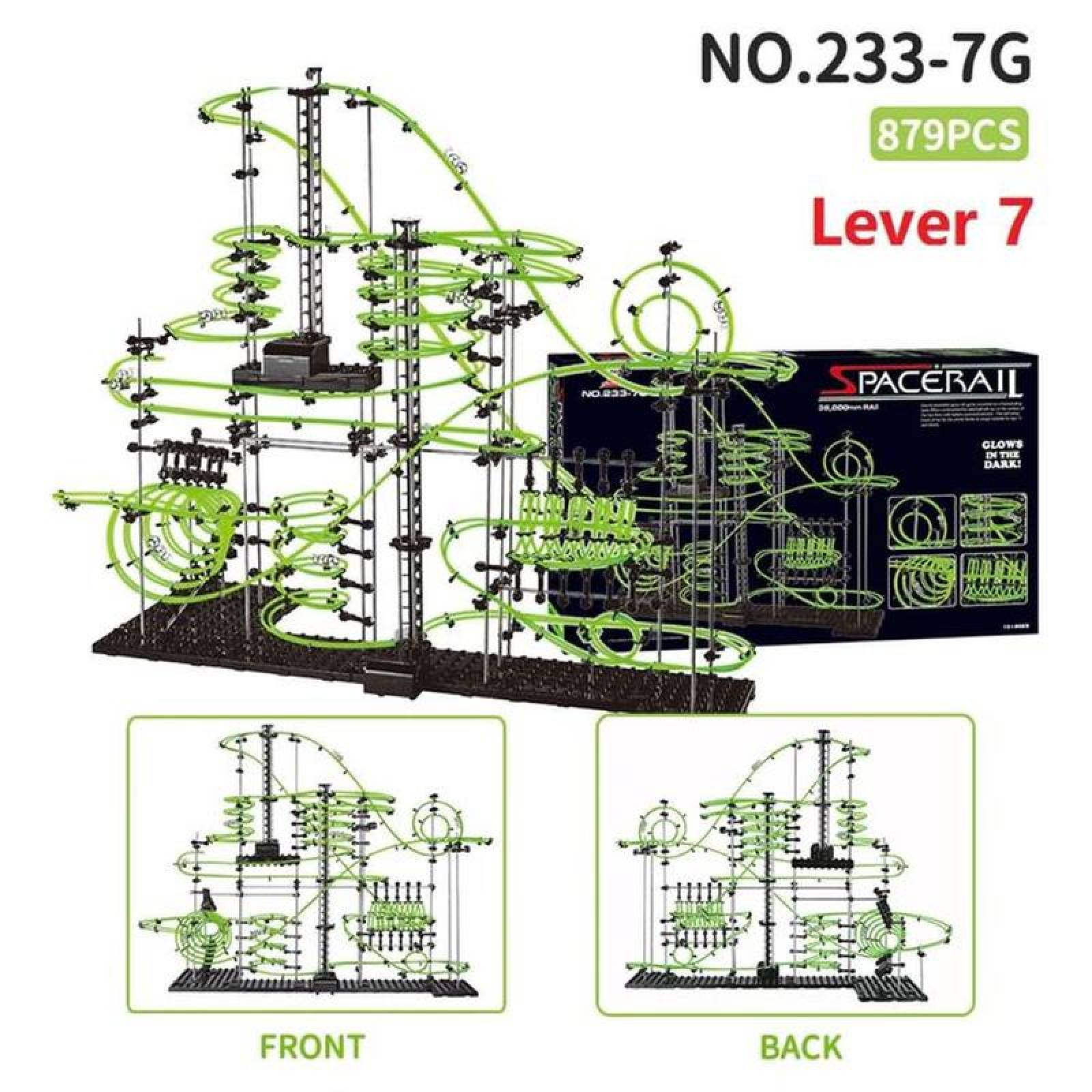 Juguete Didáctico de Canicas MXMMR-001-24 879Pzas 6 Balines Nivel 7 Verde Fosforescente Plástico ABC, MagicRail 7G
