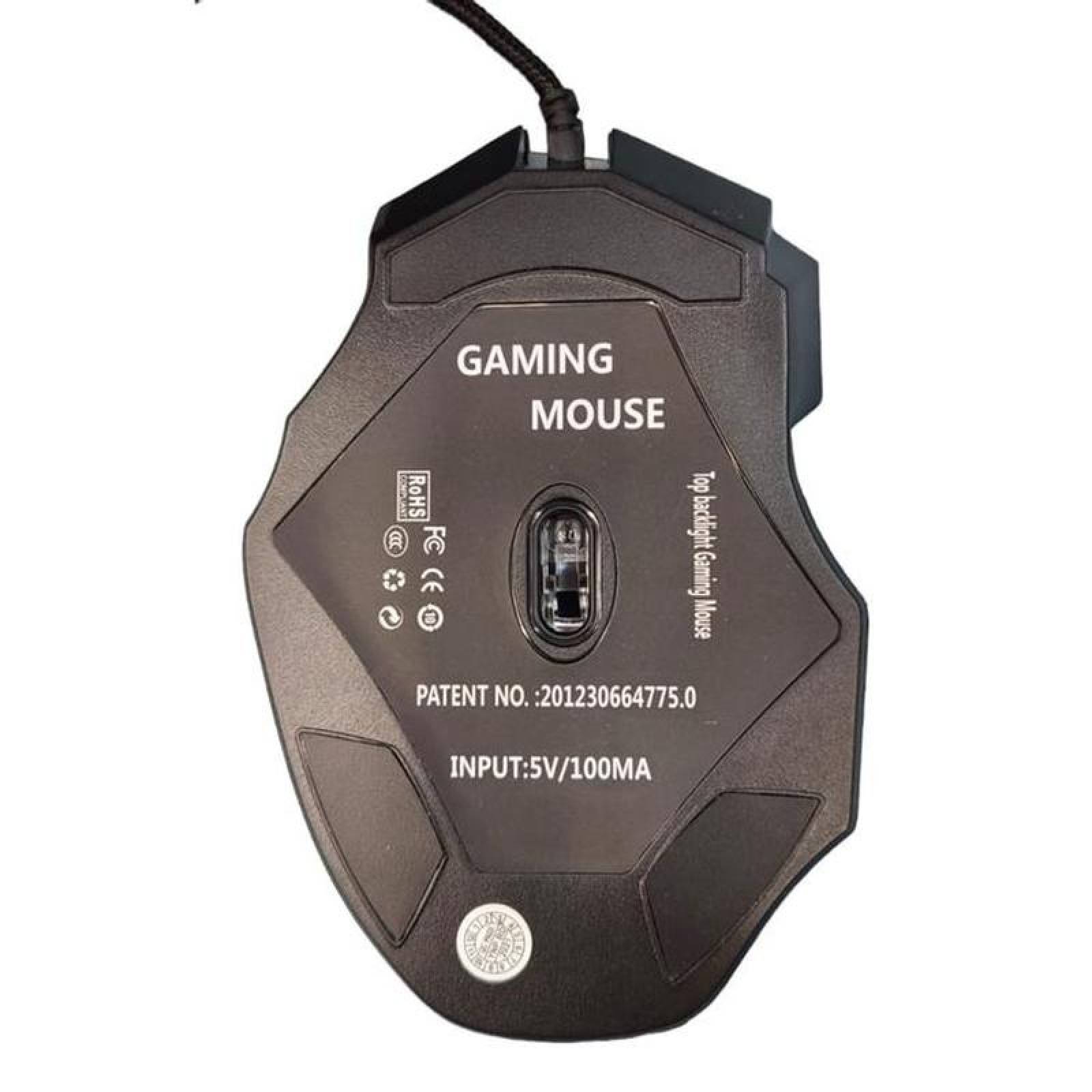 Mouse Gamer Economico MXMS2-001-12 Tipo 7D Alámbrico Negro 7 Botones Rueda Desplazamiento Láser Óptico, MousPlus