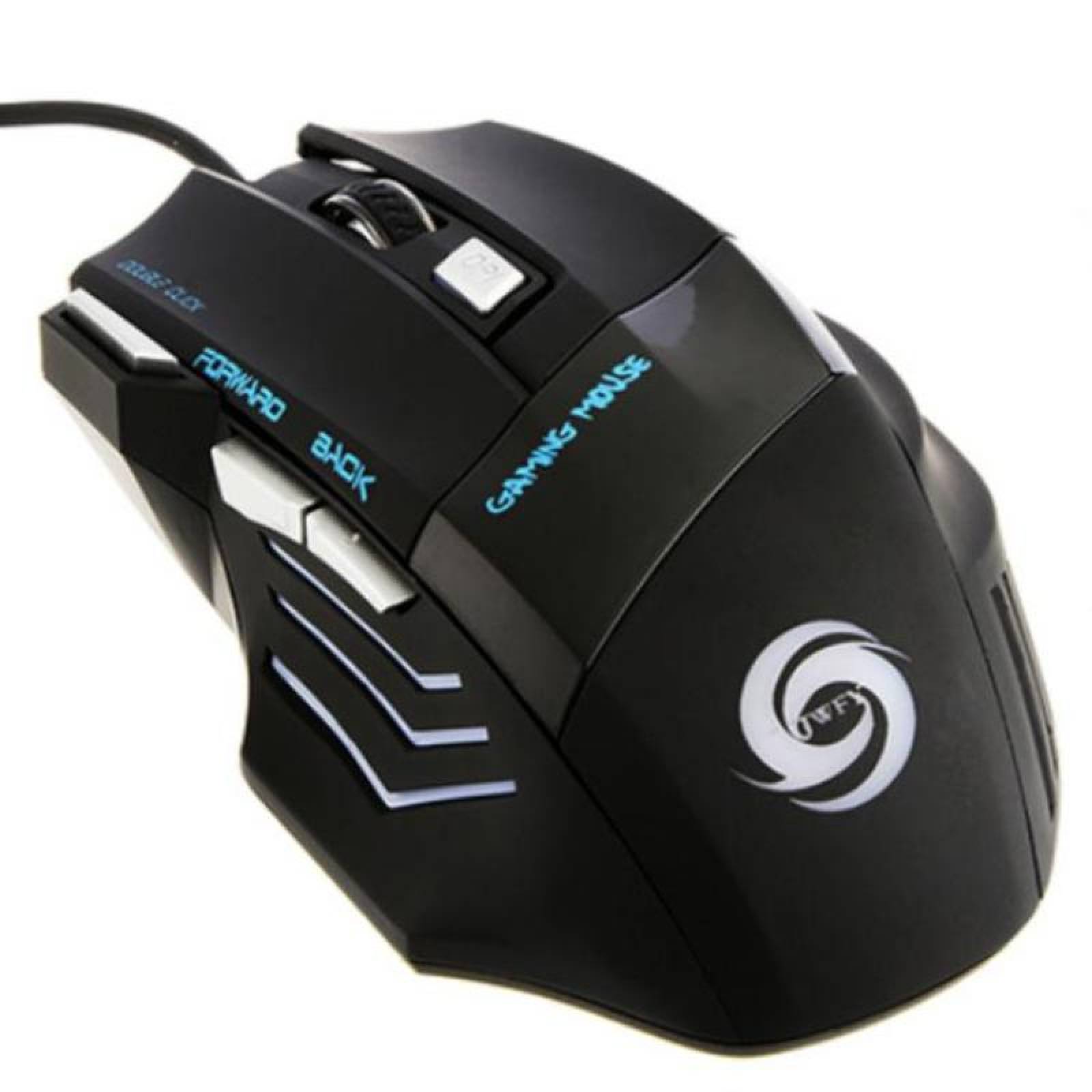 Ratón Gamer Practico Para Pc MXMS2-001-18 Tipo 7D Alámbrico Negro 7 Botones Rueda Desplazamiento Láser Óptico, MousPlus