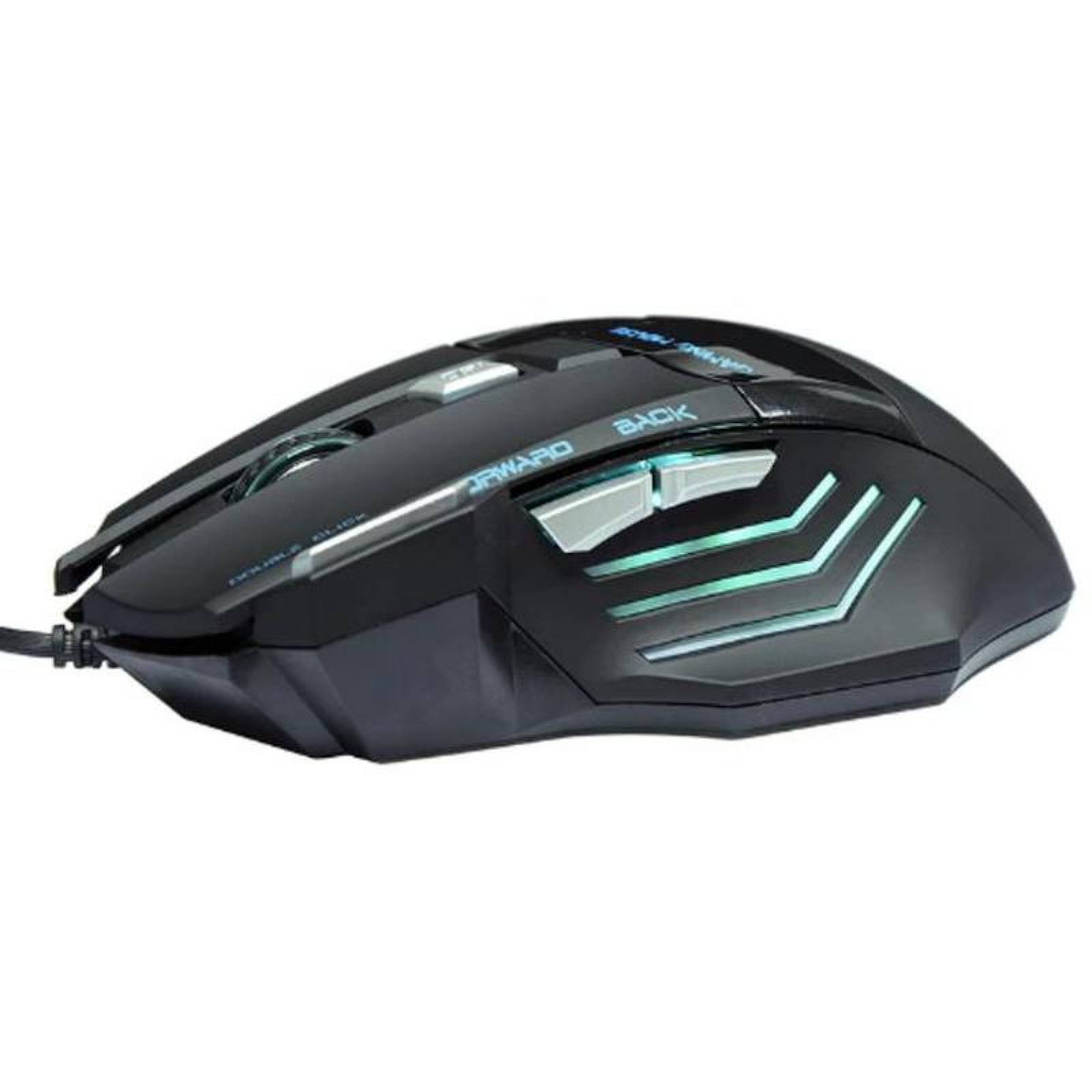 Ratón Gamer Practico Para Pc MXMS2-001-18 Tipo 7D Alámbrico Negro 7 Botones Rueda Desplazamiento Láser Óptico, MousPlus