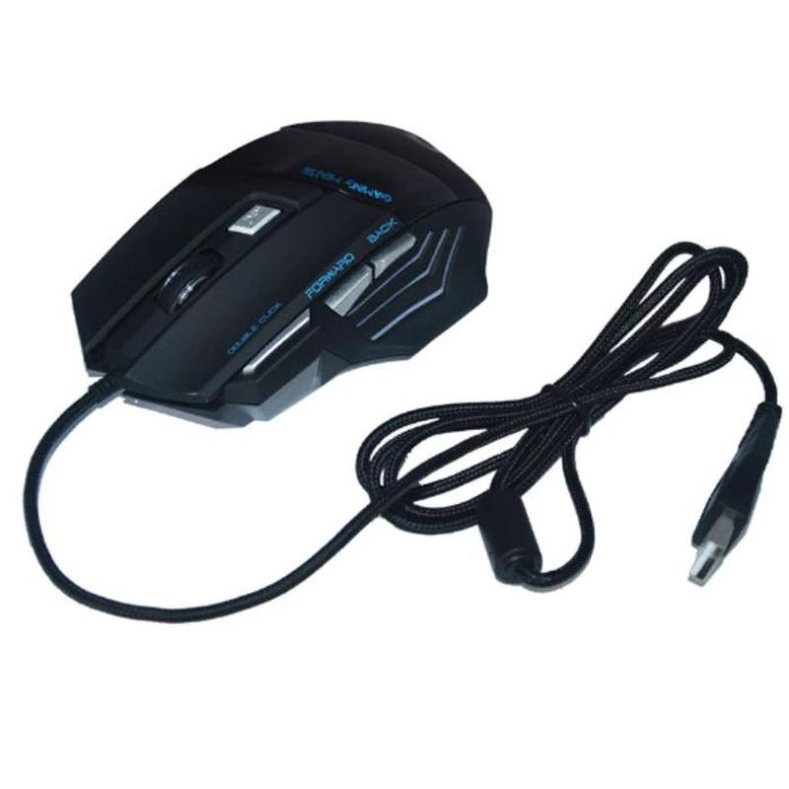 Ratón Gamer Practico Para Pc MXMS2-001-18 Tipo 7D Alámbrico Negro 7 Botones Rueda Desplazamiento Láser Óptico, MousPlus